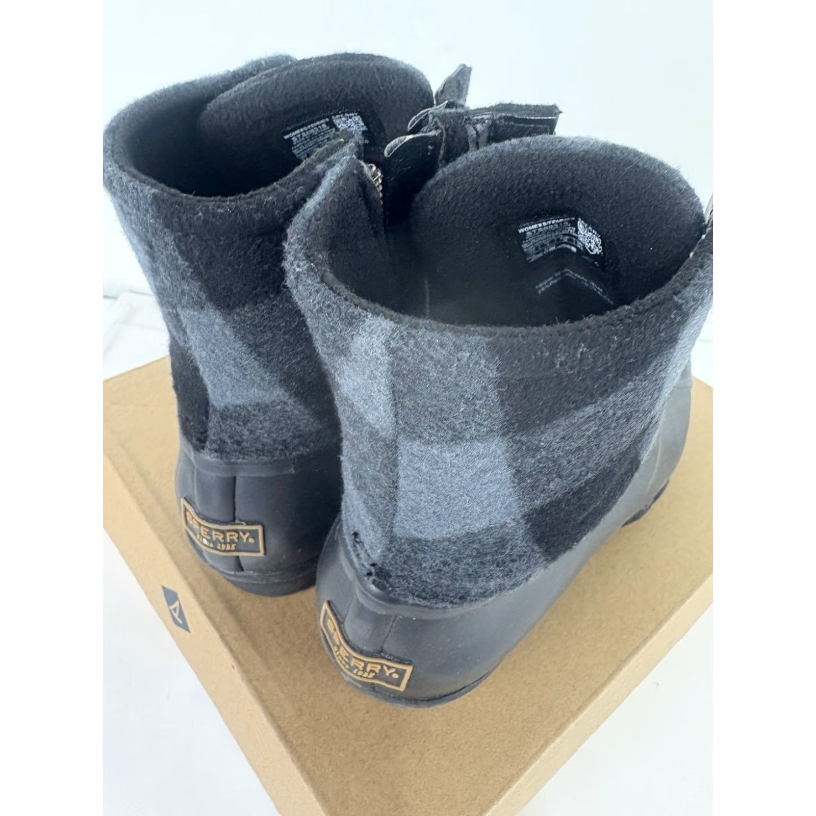 Sperry Sperry Top Sider Saltwater Check Black Fabric/Rubber Boots Womens 7.5M Size M / US 6-8 / IT 42-44 - 3 Thumbnail