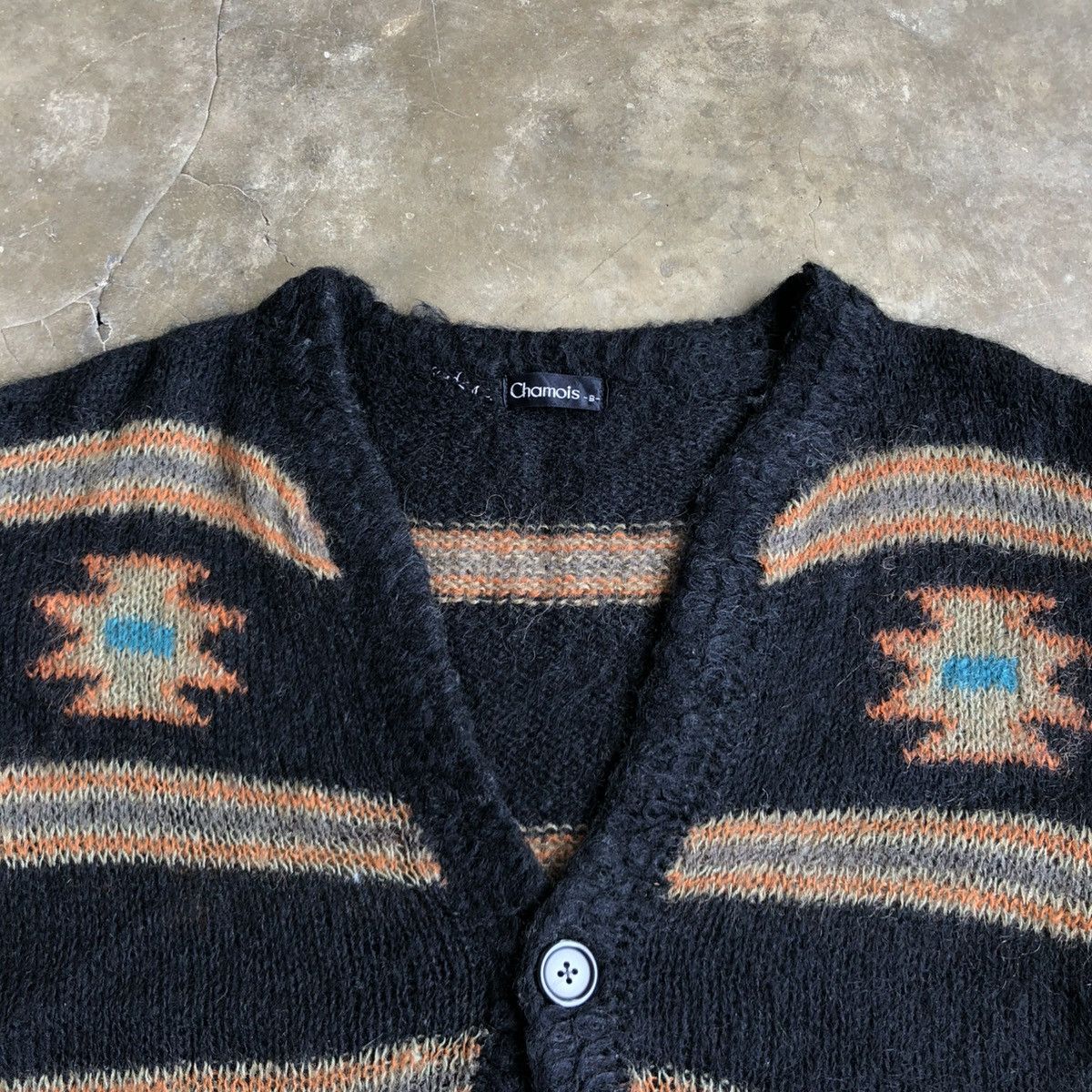 Japanese Brand 2000s Chamois Navajo Motif Mohair Wool Knit Vest Black Size US L / EU 52-54 / 3 - 7 Thumbnail