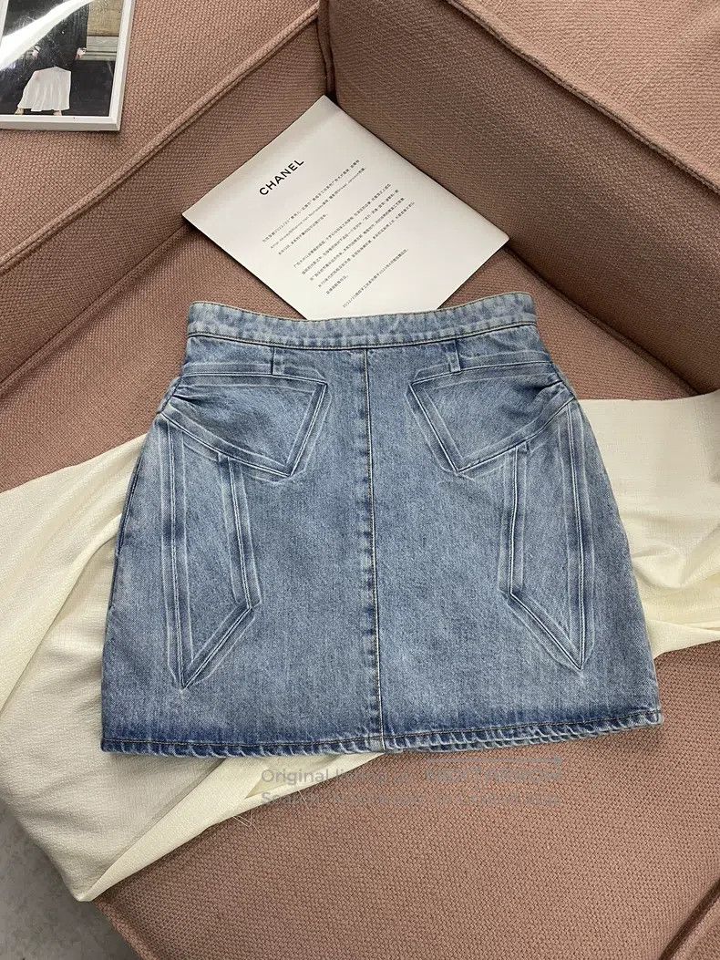 Chanel Chanel 25K bow blue denim skirt short skirt Size 24" / US 00 / IT 34 - 4 Thumbnail