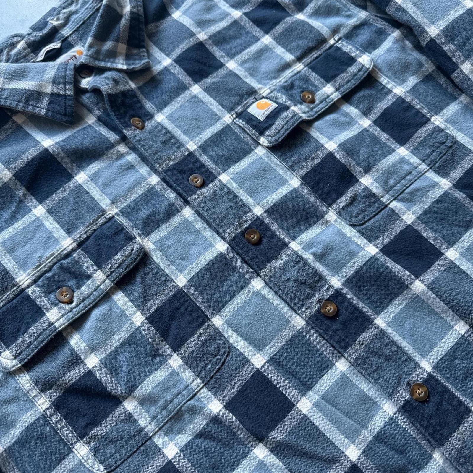 Carhartt Carhartt Blue & White Vintage Plaid Flannel Shirt Flannel Size US XXL / EU 58 / 5 - 4 Thumbnail
