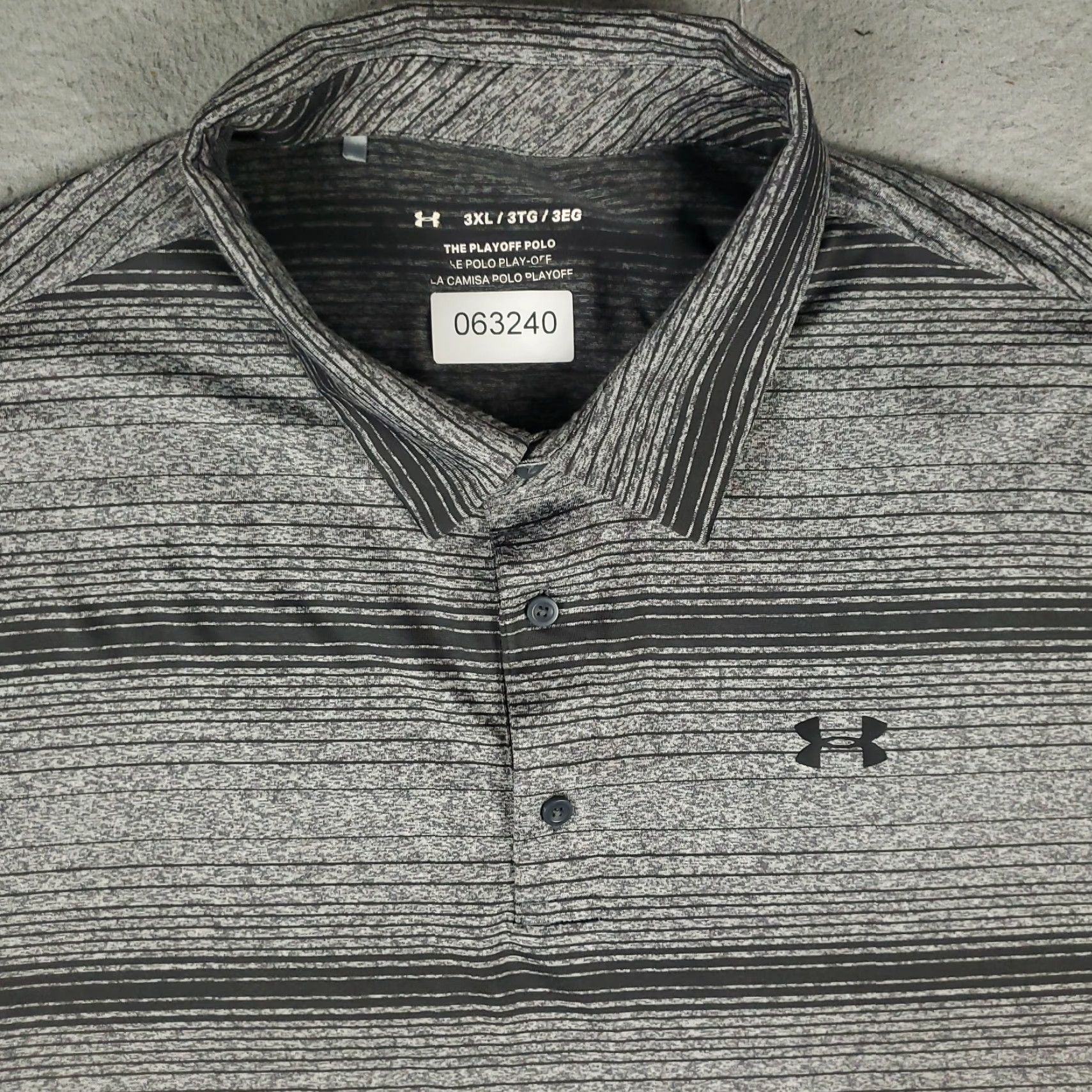 Under Armour Under Armour Polo Shirt Mens Size 3XL Gray Striped Golf Casual Short Sleeve Size US XXL / EU 58 / 5 - 2 Thumbnail