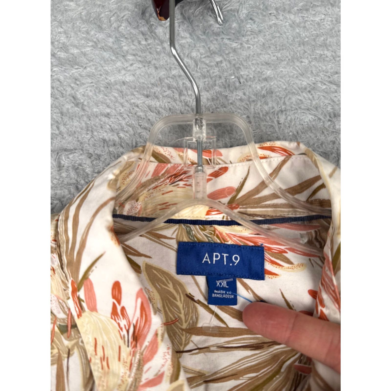 Vintage APT 9 Shirt Men Hawaiian Floral 2XL XXL White Beige Red Cotton Blend Button Up Size US XXL / EU 58 / 5 - 7 Thumbnail