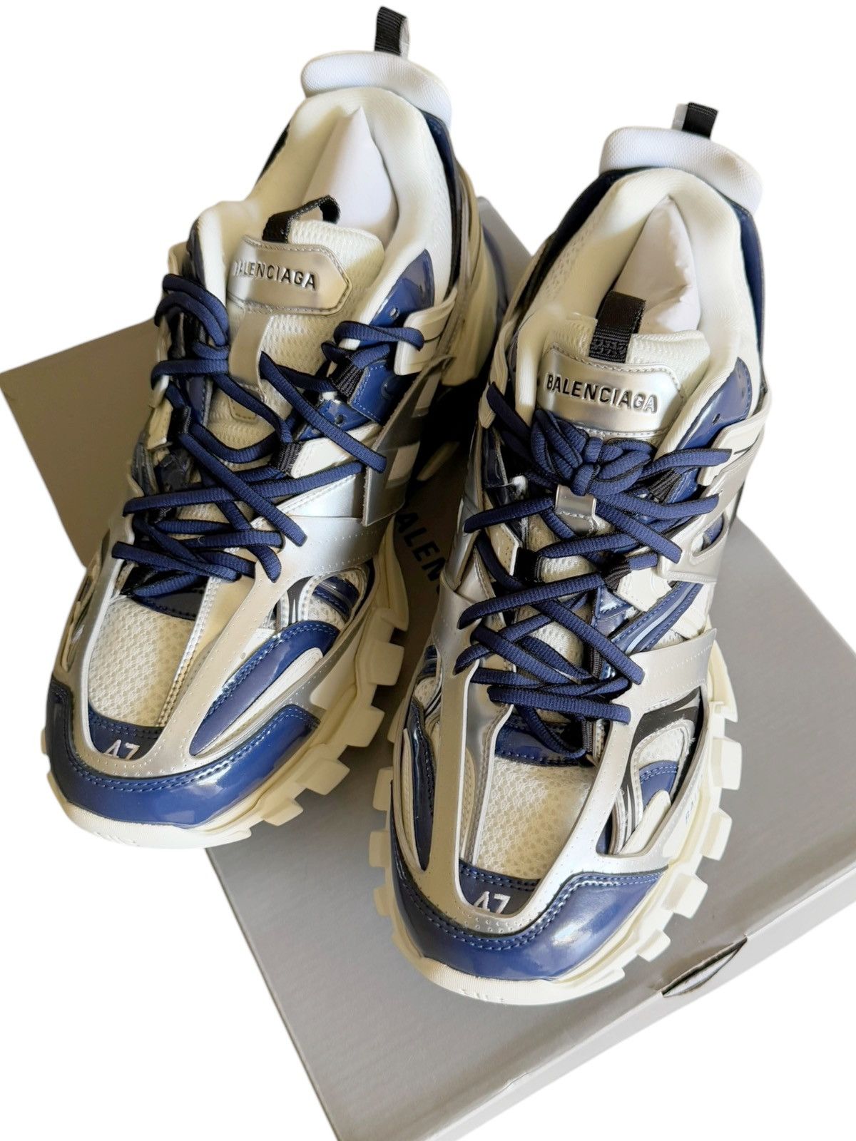 Balenciaga Track LED LIGHT Sneaker Silver Blue Metallic Size US 14 / EU 47 - 18 Thumbnail