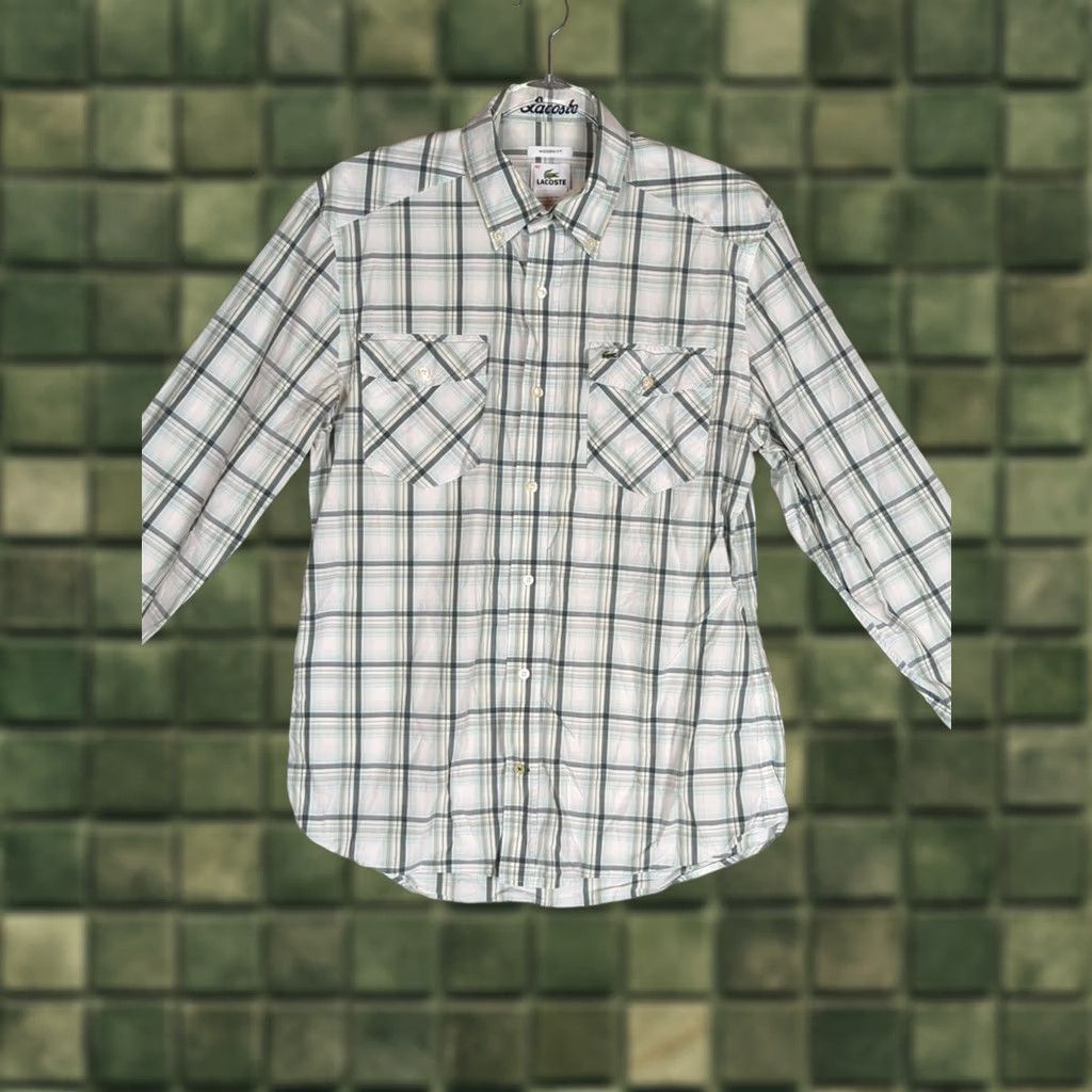 Lacoste Lacoste Button-Up Shirt Mens M Green Yellow Plaid Chest Logo Button-Down Collar Long Sleeve Size US M / EU 48-50 / 2 - 1 Thumbnail