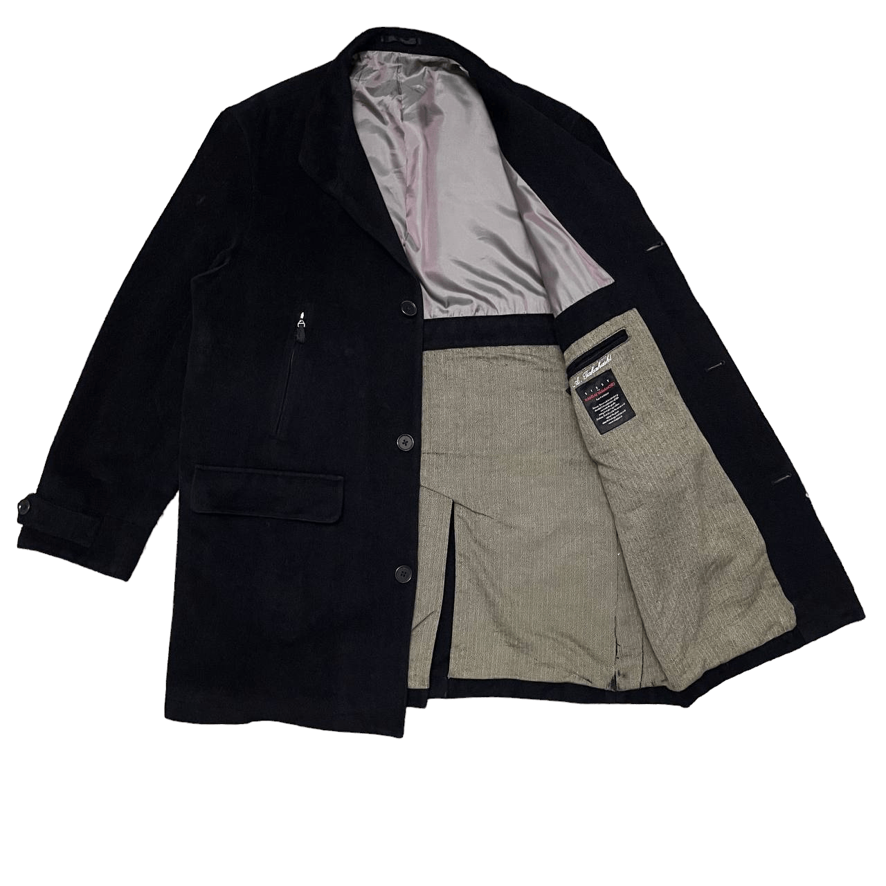 image of Vintage Sissy By Kansai Yamamoto Super100's & Angora Coat in Black, Men's (Size Large)