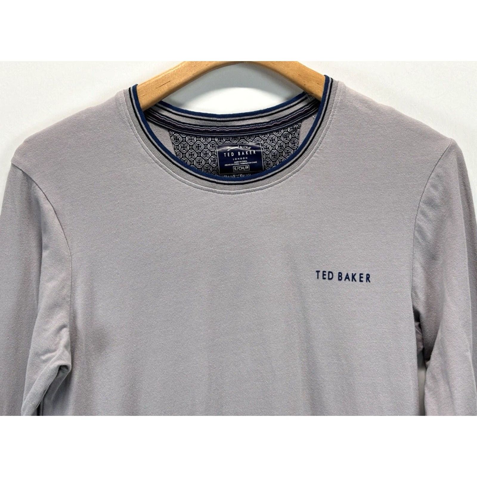 Ted Baker Ted Baker Long Sleeve Crewneck T Shirt Men's Small Grey Cotton Blend Soft Size US S / EU 44-46 / 1 - 2 Thumbnail