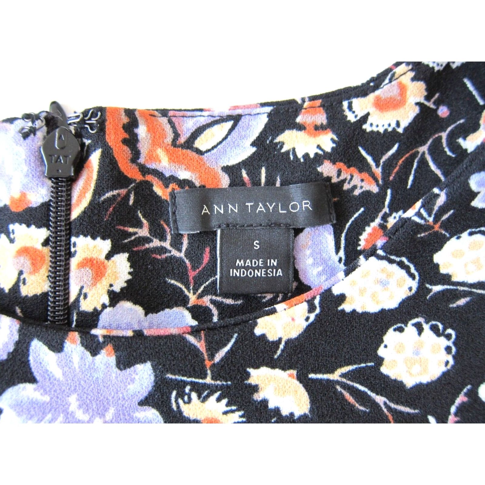 Ann Taylor Ann Taylor Black Purple Orange Stretch Long Sleeve High Neck Blouse Small Size S / US 4 / IT 40 - 4 Thumbnail