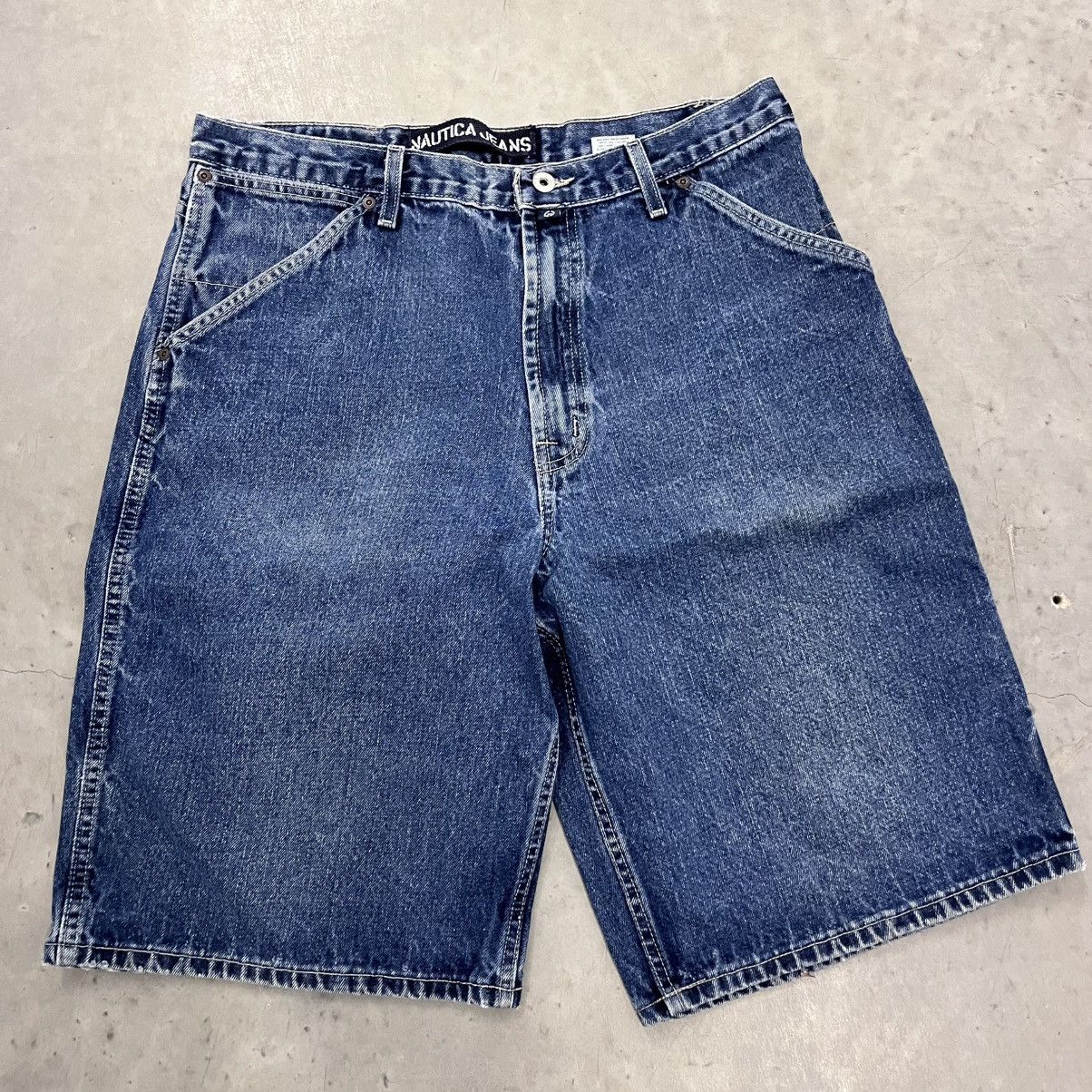 Nautica × Vintage Vintage Y2K nautica blue Jean shorts 36 waist leather tab Size US 36 / EU 52 - 3 Thumbnail