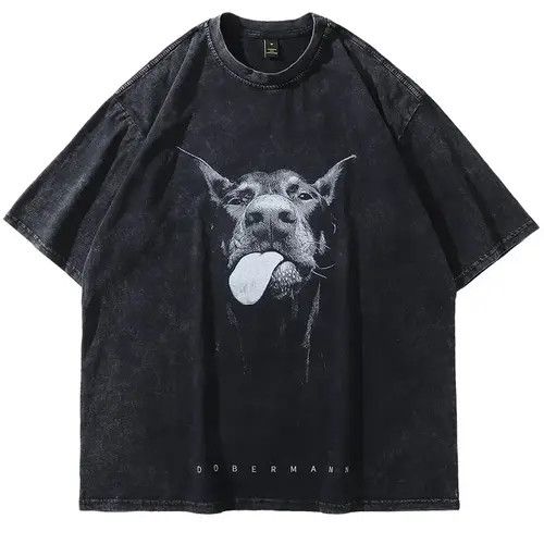 Japanese Brand × Vintage Hip Hop Oversized Washed Black T-Shirt Streetwear Doberman Size S / US 4 / IT 40 - 1 Thumbnail