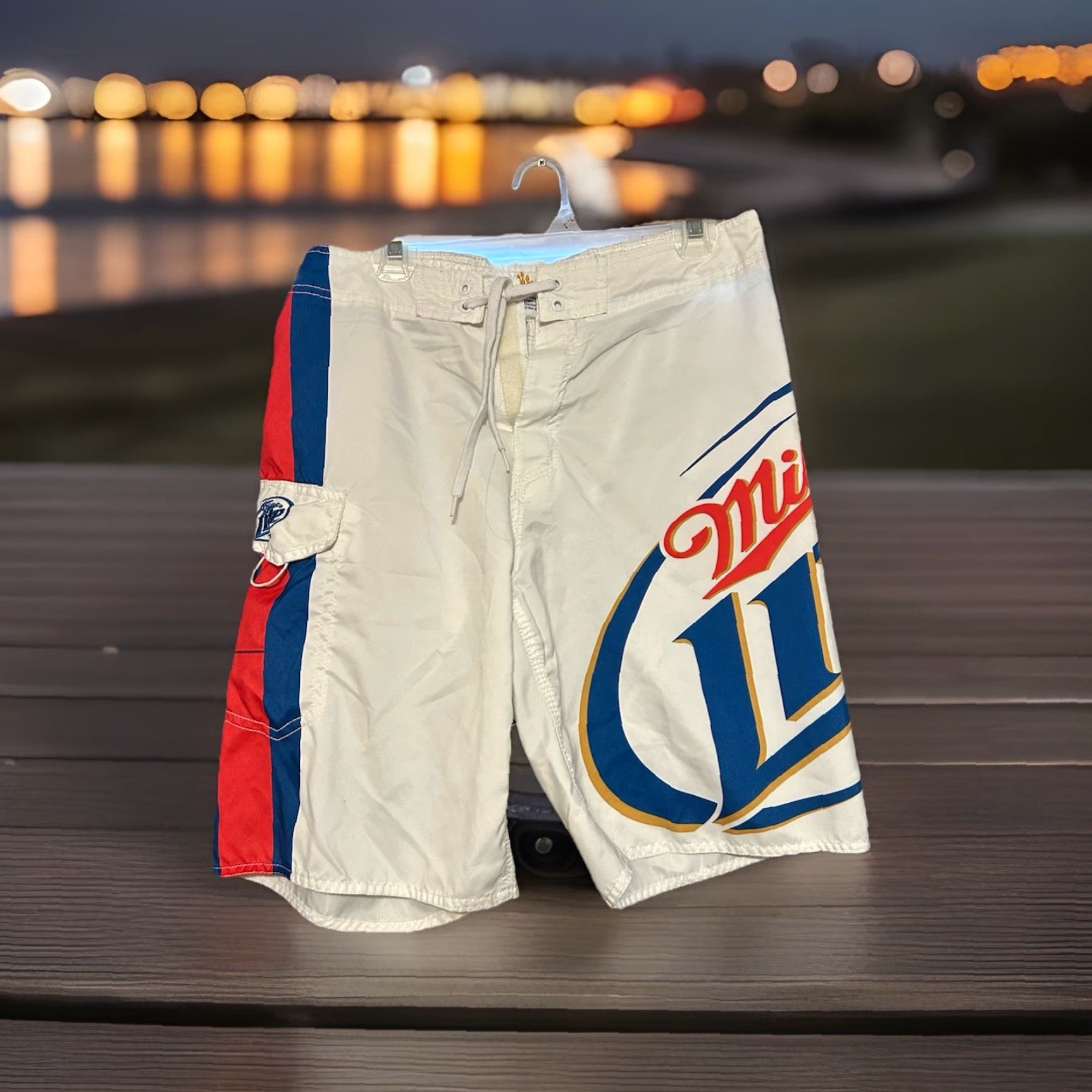 Vintage Miller Lite Swim Trunks Bottom Men 34x10 Pockets Drawstring Beach Surfing Y2K Vintage 2000s Size US 34 / EU 50 - 7 Thumbnail