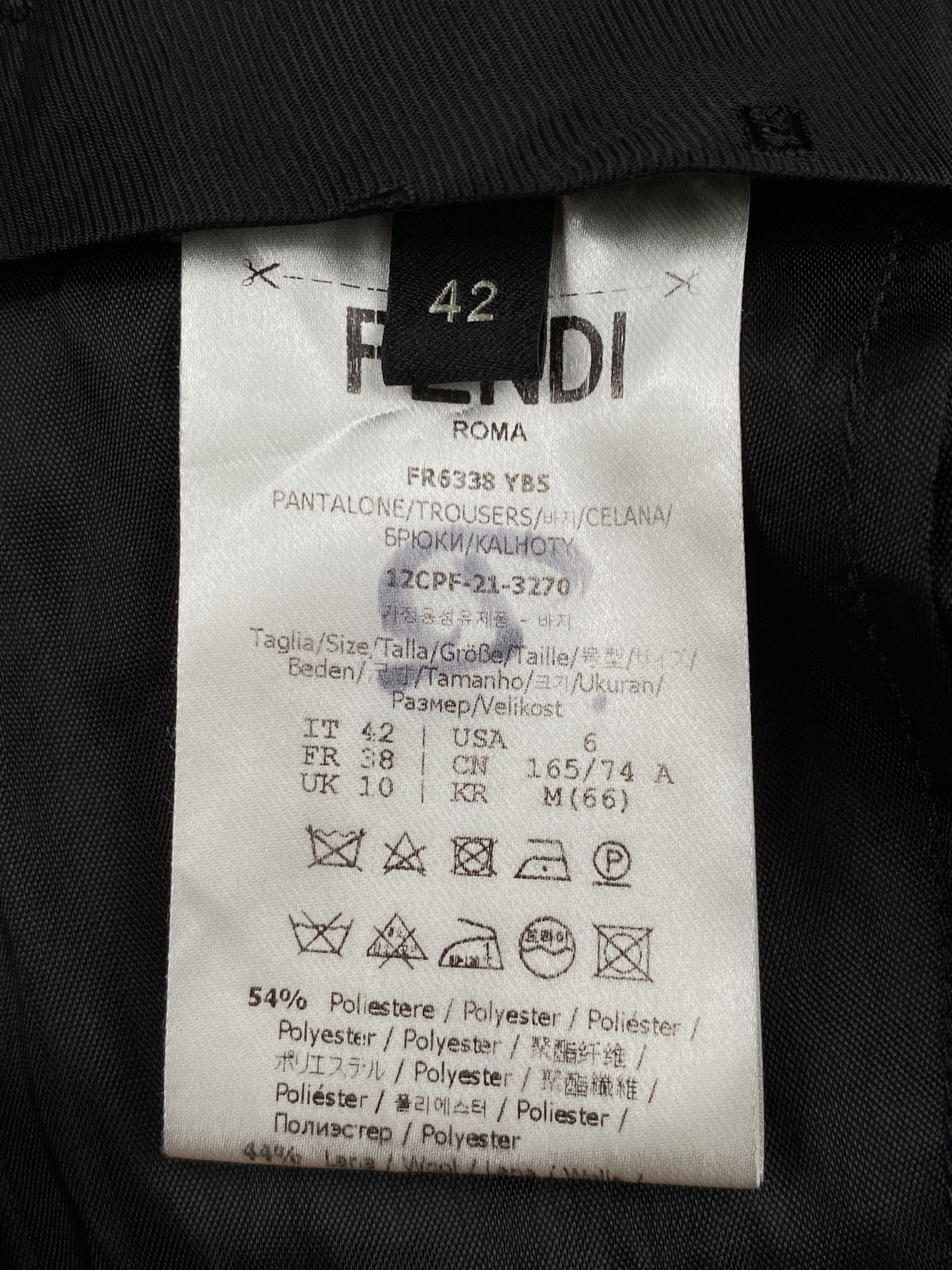 Fendi Roma Highwaist Black Trousers Size 30" / US 8 / IT 44 - 12 Thumbnail