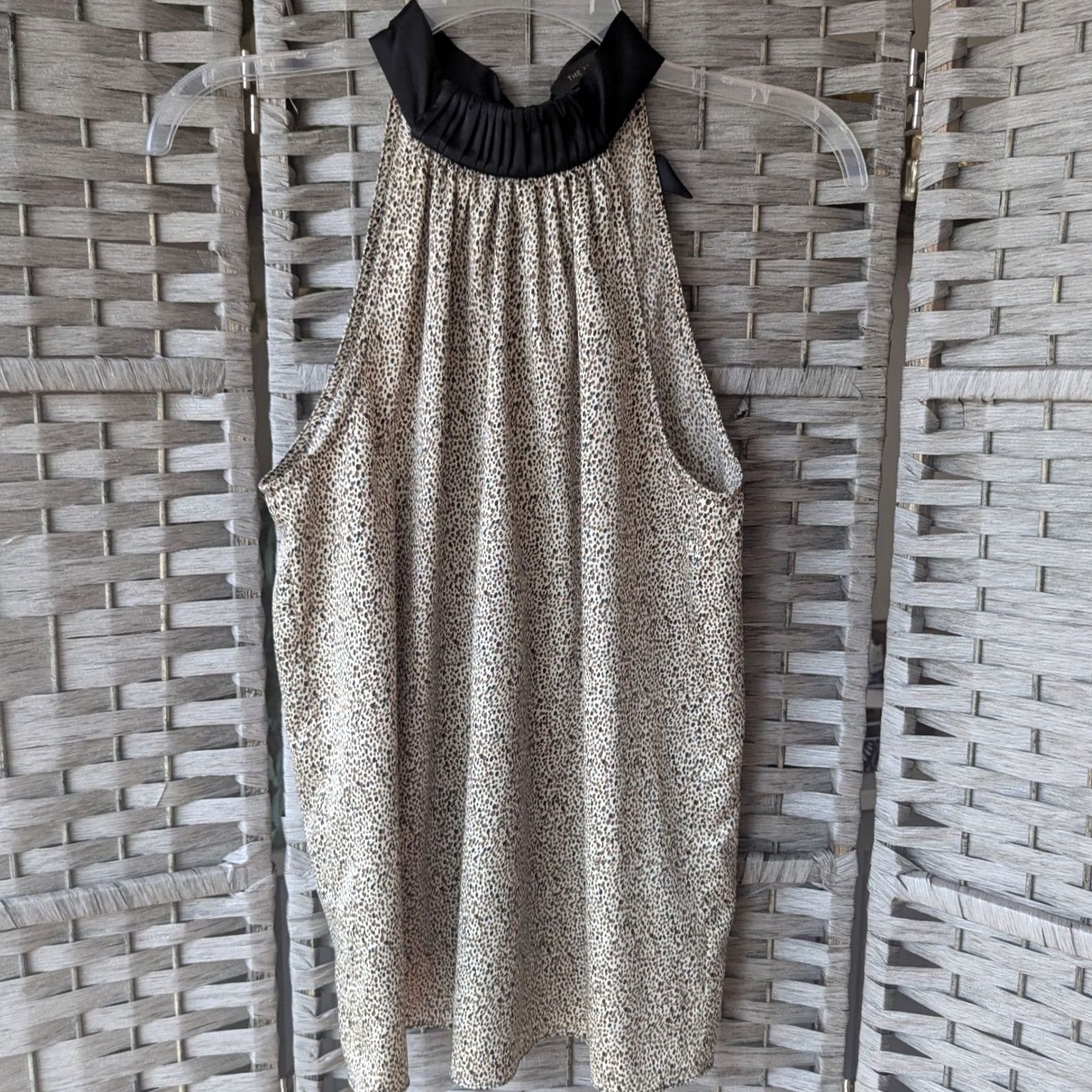 Vintage The Limited Blouse Halter Animal Print Satin Tie High Neck Black Tan Classic Sm Size S / US 4 / IT 40 - 2 Thumbnail