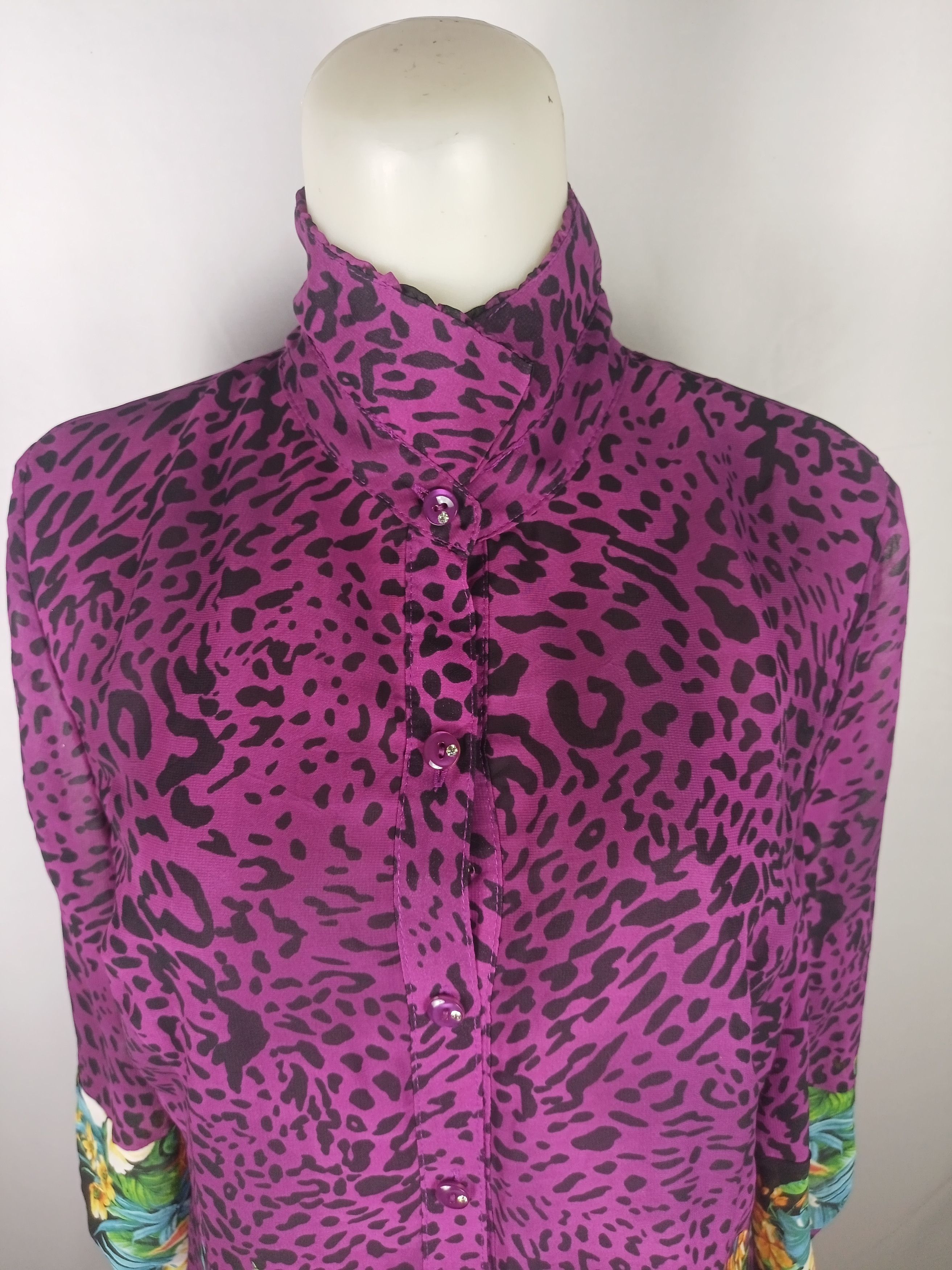 Japanese Brand Women's Chiffon Blouses Button Down Floral Leopard Print Size L / US 10 / IT 46 - 13 Thumbnail