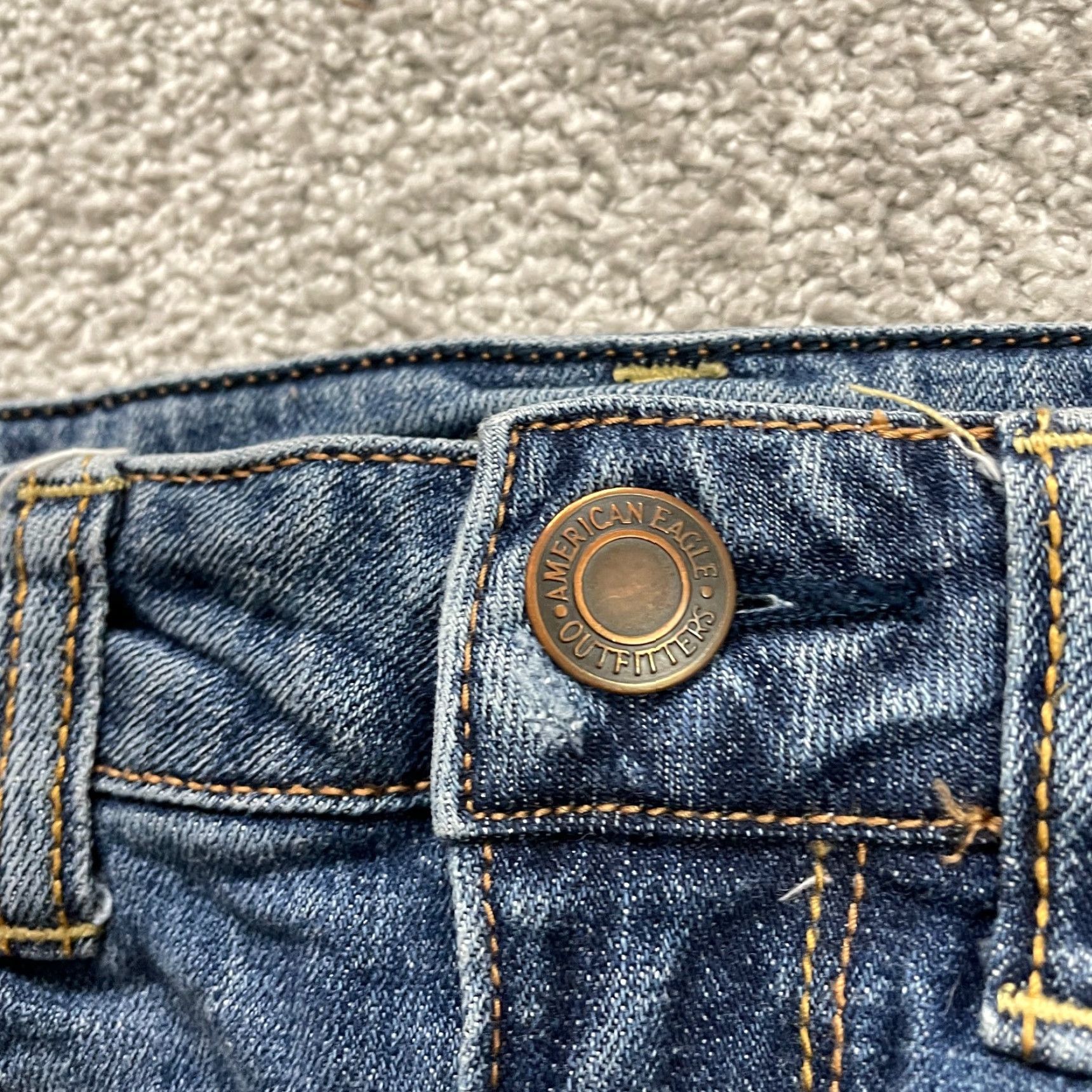 American Eagle Outfitters VINTAGE American Eagle Skinny Jeans Women 28x28 Blue Distressed Mid Rise Cotton Blend 2010s Fashion Size 26" / US 2 / IT 38 - 3 Thumbnail