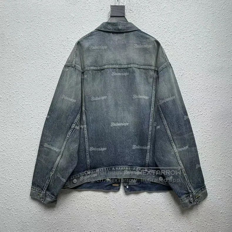 Balenciaga Balenciaga Blue Full Print Pattern Logo Denim Jacket Size US S / EU 44-46 / 1 - 2 Thumbnail