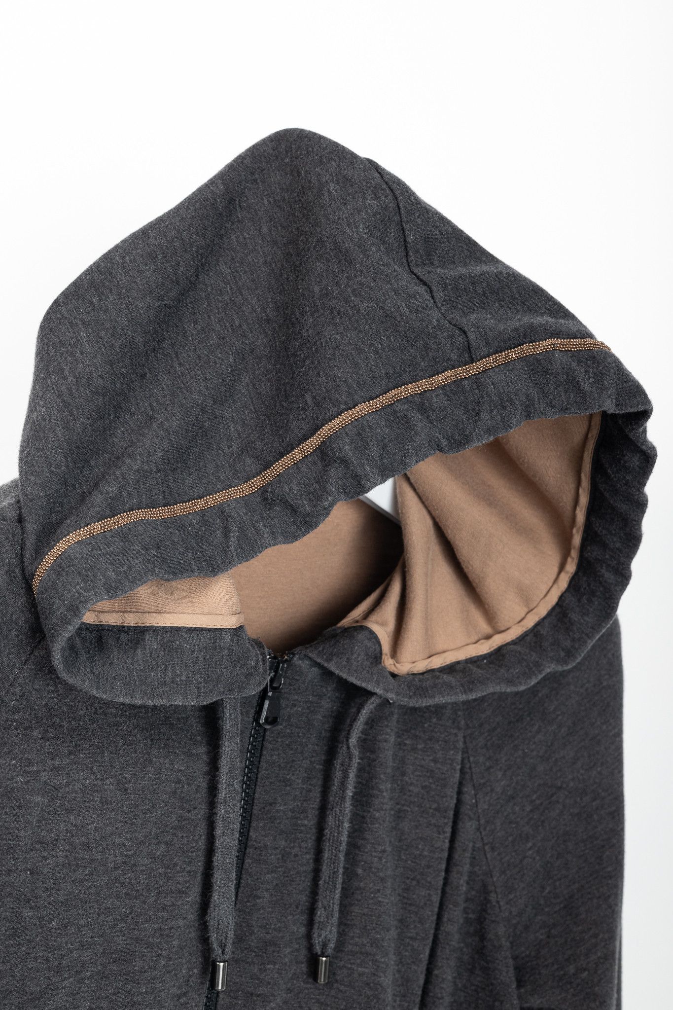 Brunello Cucinelli Brunello Cucinelli Grey Cotton-Jersey Monili Peplum Hoodie Size L / US 10 / IT 46 - 10 Thumbnail