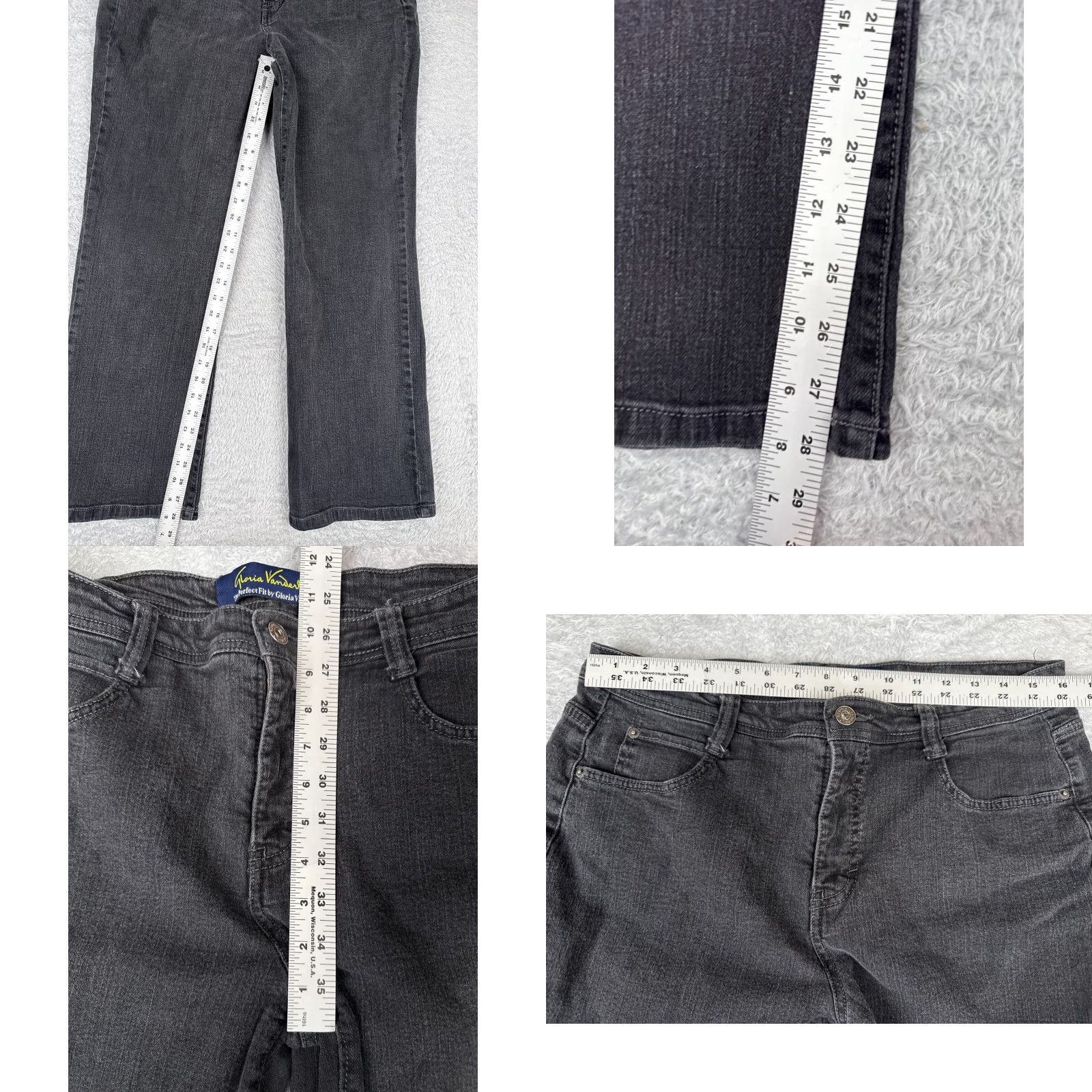Gloria Vanderbilt Gloria Vanderbilt Jeans Women Bootcut 14 Regular Black Denim Mid Rise 32x28 5-Pocket Stretch Cotton Blend Women Size 36" / US 14 / IT 50 - 8 Thumbnail