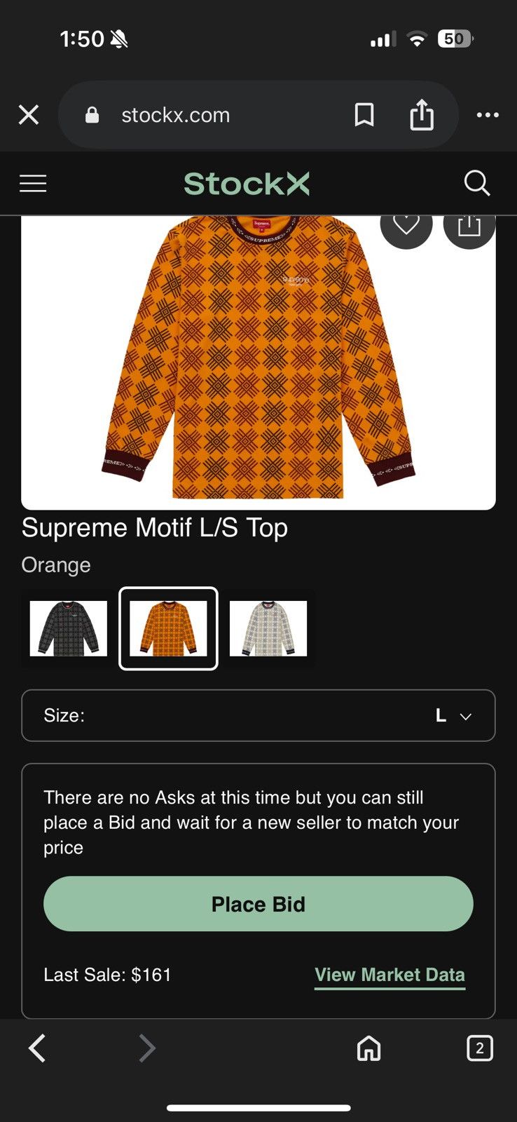 Supreme Supreme Motif L/S Top (FW 18) Size US L / EU 52-54 / 3 - 6 Thumbnail