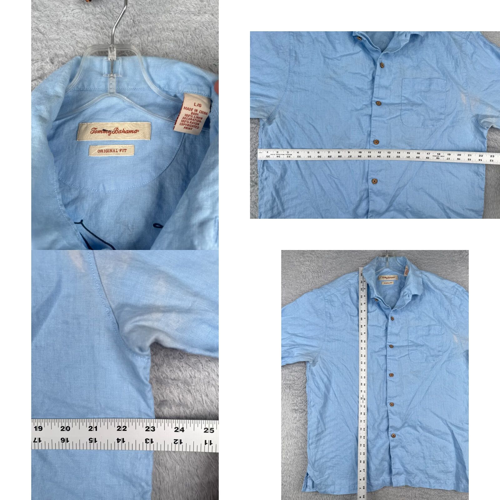 Tommy Bahama Tommy Bahama Shirt Men Large Blue Linen Rayon Paradise Bound Floral Aloha Beach Hawaiian Resort Vacation Casual Shirt Mens L Blue 40in Chest Size US L / EU 52-54 / 3 - 8 Thumbnail