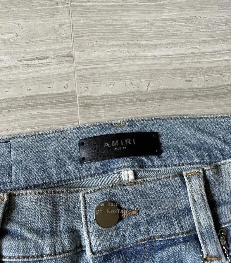 Amiri Amiri Classic Cashew Flower Pink Checkered Patchwork Denim Size US 32 / EU 48 - 2 Thumbnail
