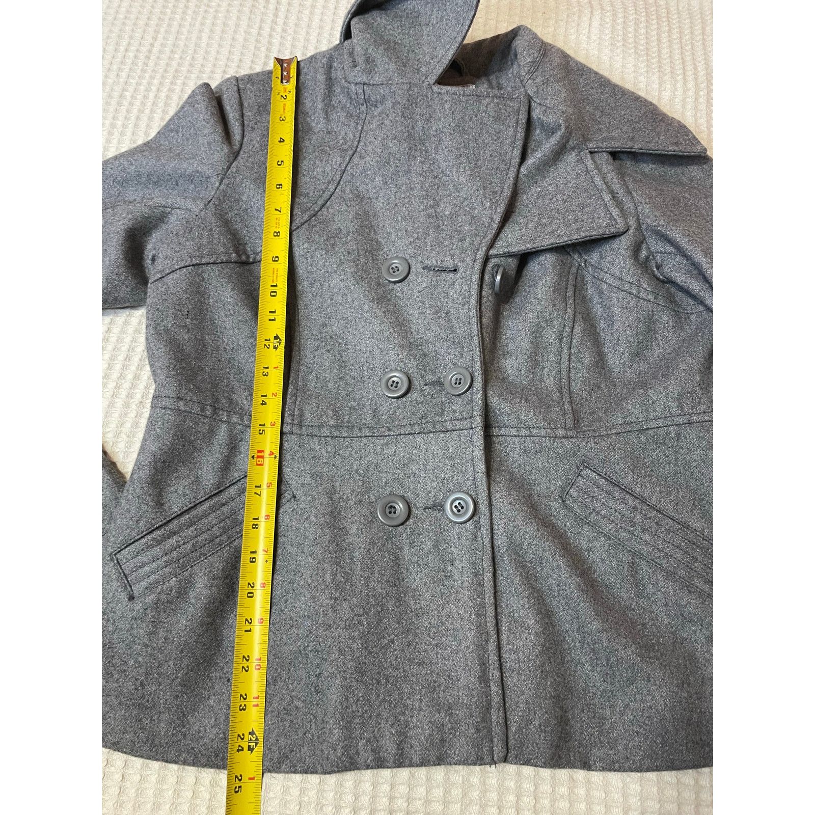 Other ONLY Slender Wool Winter Jacket Peacoat Heather Gray Y2K XL Size XL / US 12-14 / IT 48-50 - 6 Thumbnail