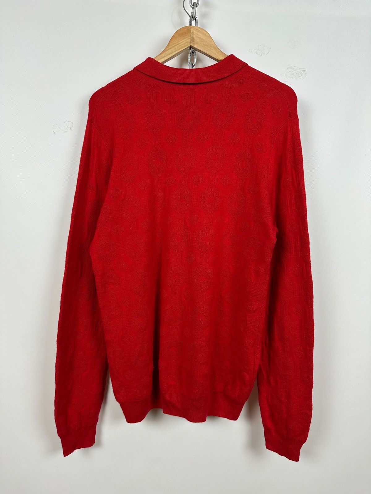 Fred Perry × Raf Simons RAF Simons X Fred Perry Red Silk Knit Sweater Size US XL / EU 56 / 4 - 2 Thumbnail