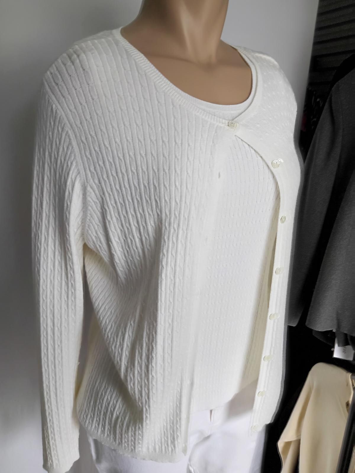 Charter Club Chic Charter Club White Ribbed Cardigan and Tank Set Size M / US 6-8 / IT 42-44 - 3 Thumbnail