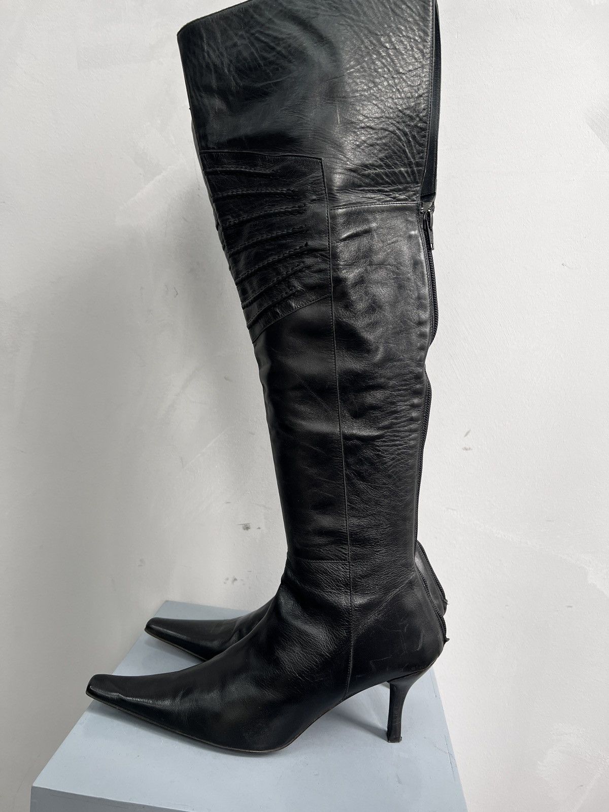 Hysteric Glamour Y2K HIGH LETHER BALENCIAGA STYLE BOOTS HEEL WOMAN Size US 9 / IT 39 - 6 Thumbnail