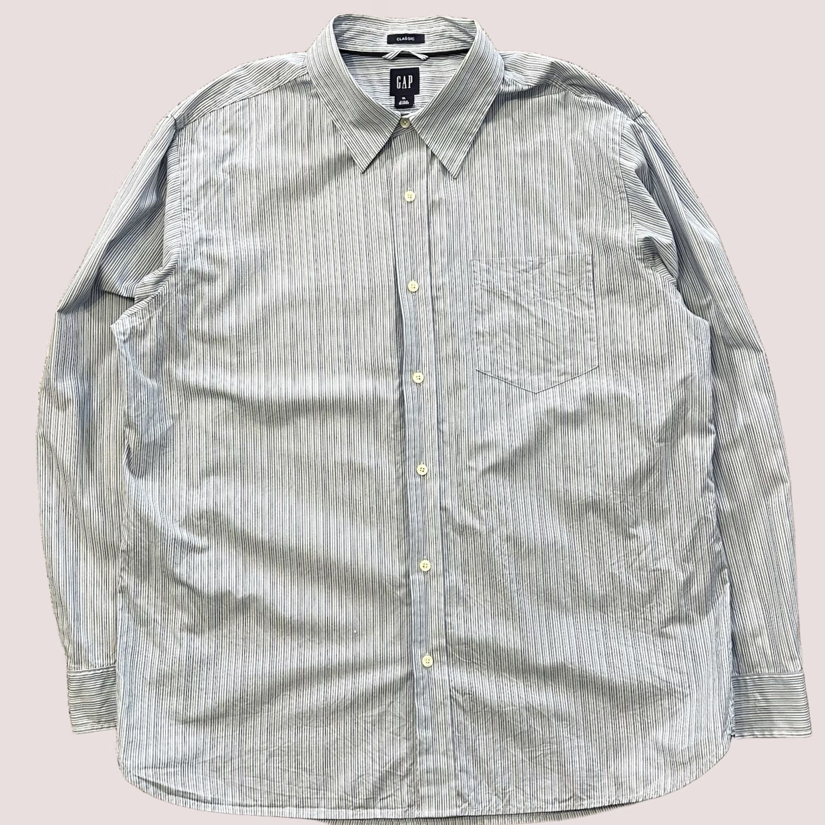 Gap Gap Shirt XL Mens Blue Striped Classic Button-Up 2004 Vintage Style Preppy Casual Workwear Shirt Size US XL / EU 56 / 4 - 1 Thumbnail