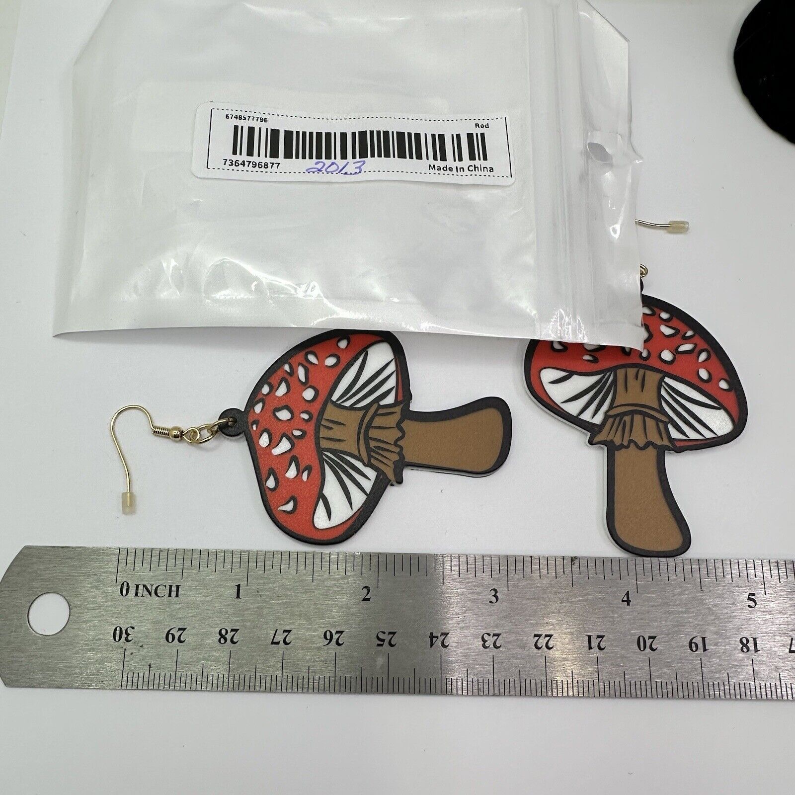 Other Amanita Mushroom Dangle Earrings Hook Red White Brown NEW Size ONE SIZE - 4 Thumbnail