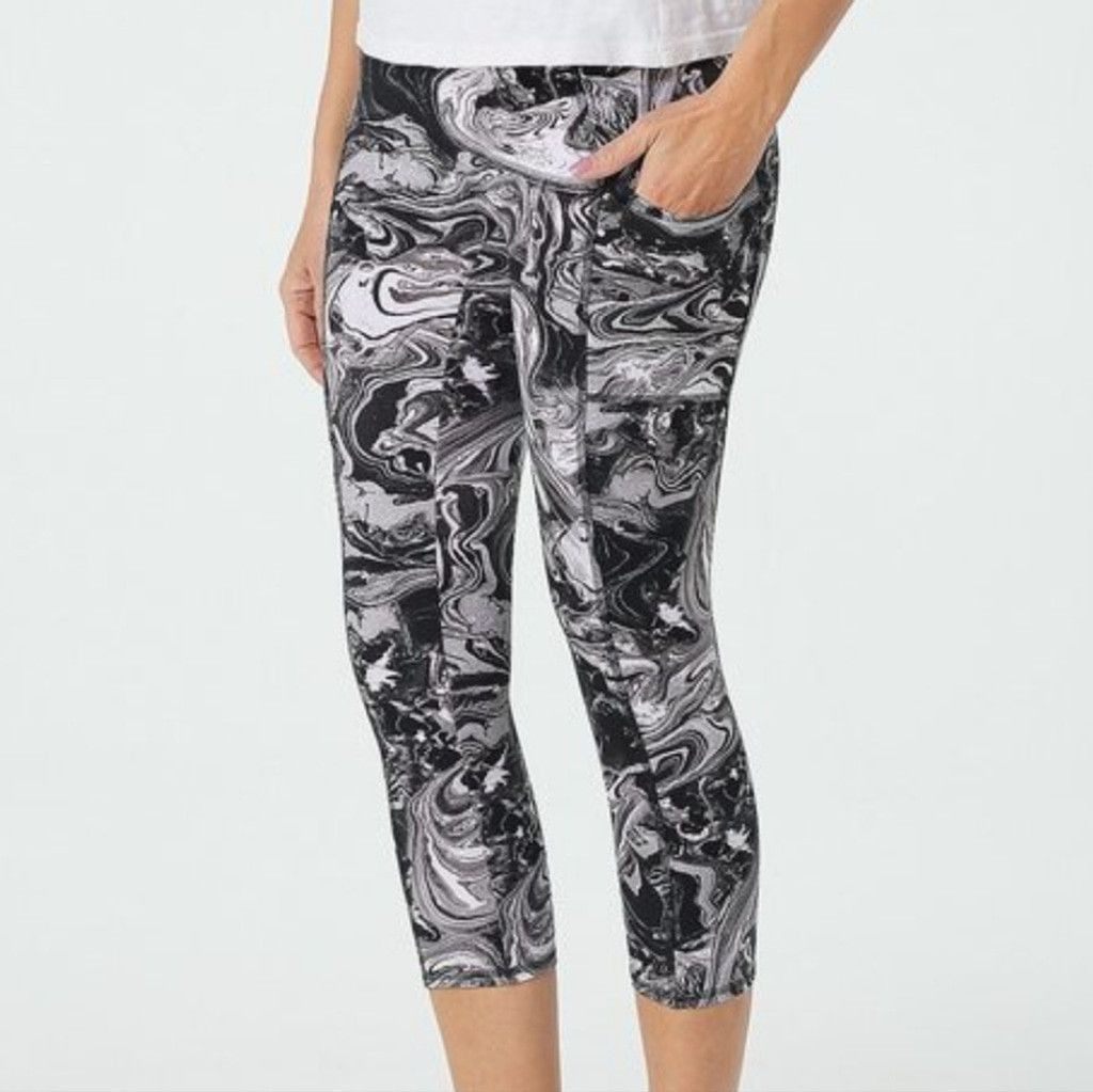 Other Zuda Black Marble Leggings Size XSP Size 24" / US 00 / IT 34 - 1 Thumbnail