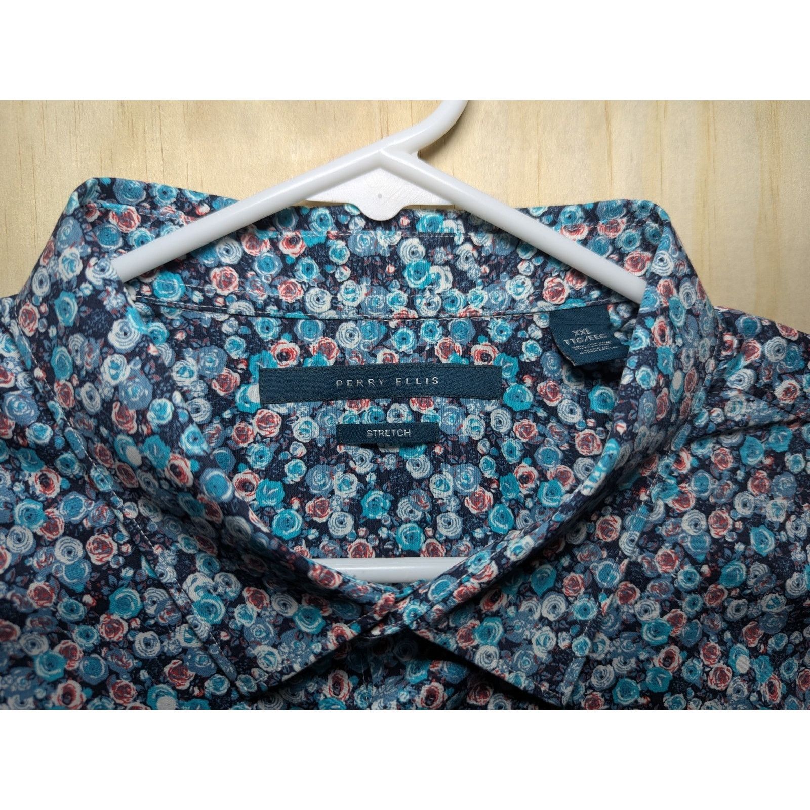 Perry Ellis Perry Ellis Men's XXL Short Sleeve Button Floral Stretch Size US XXL / EU 58 / 5 - 4 Thumbnail