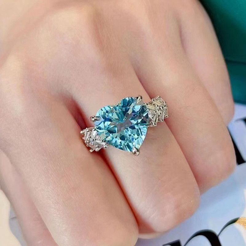 Jewelry Creative Sparkling Blue Handmade Ring Size ONE SIZE - 2 Thumbnail