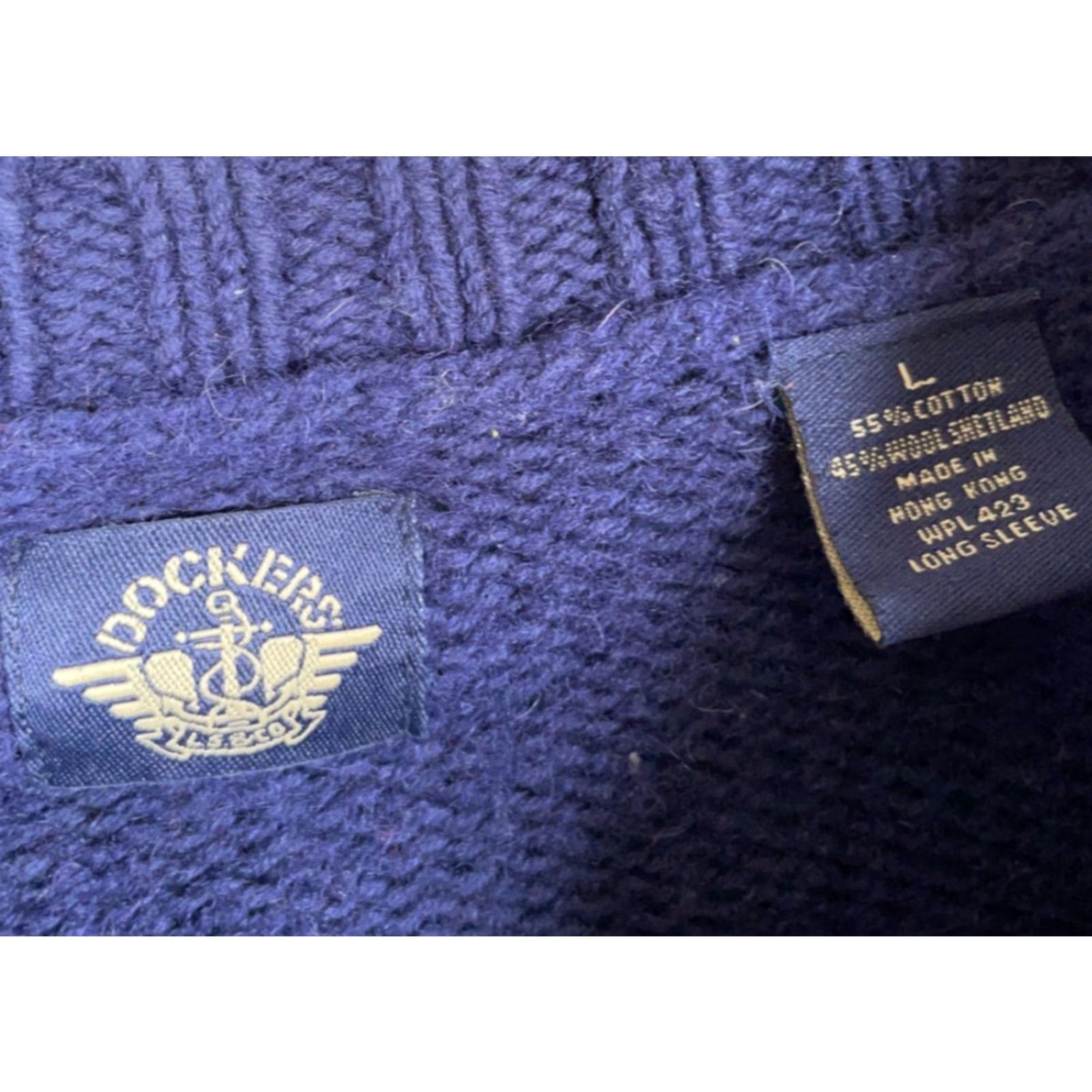 Dockers VINTAGE Dockers Sweater, Striped, Heavyweight, Wool Blend, Crew Neck, Long Sleeve, Pullover, Men’s Large, Blue Beige, Preppy Retro, Hand Wash Only Size US L / EU 52-54 / 3 - 3 Thumbnail