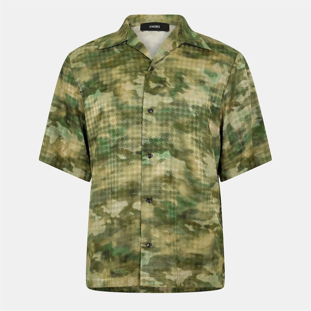os11x0326 MA Camo Short Sleeve Bowling Shirt in Multicolor
