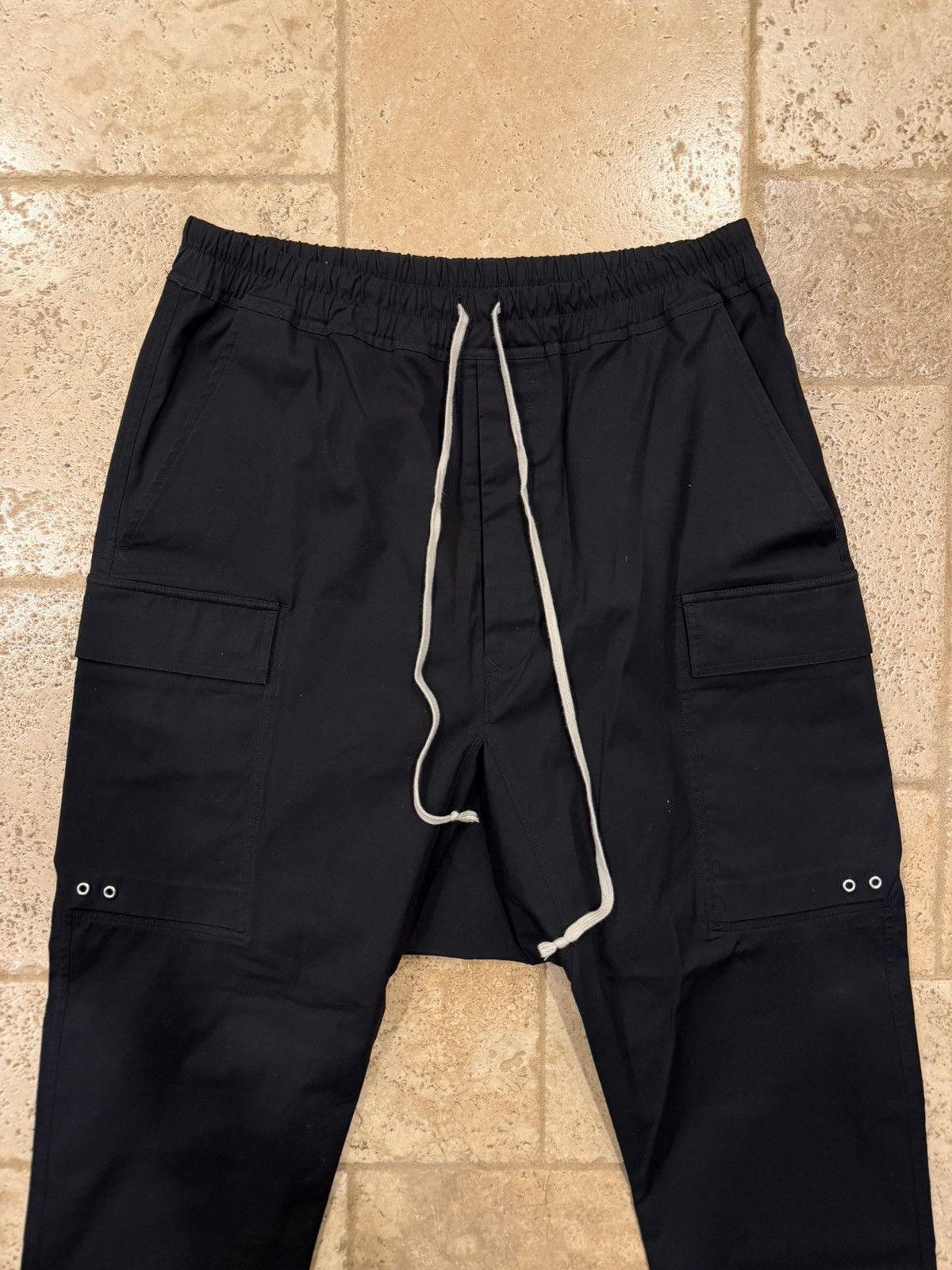 Rick Owens Rick Owens EDFU 23 Black Drop Crotch Cargo Drawstring Pants Size US 34 / EU 50 - 3 Thumbnail