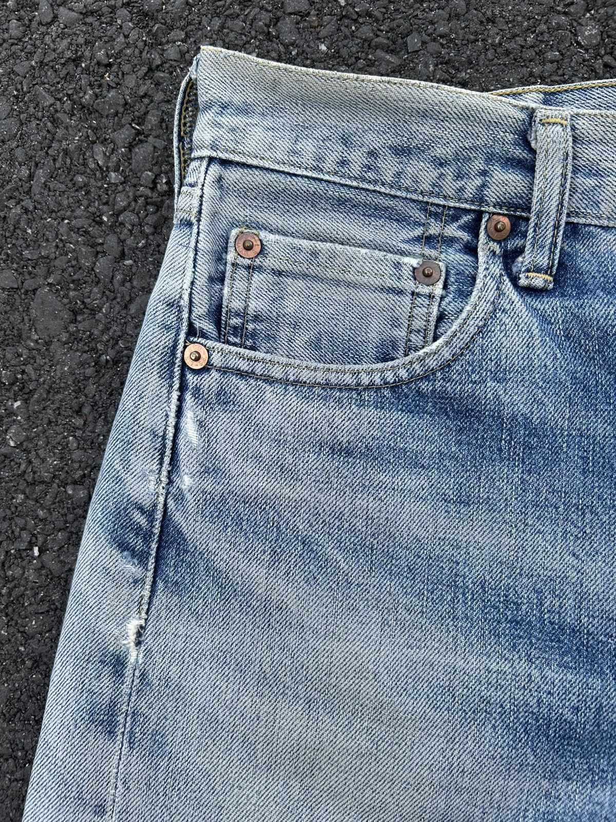 Kapital Thrashed Vintage Levis big E Selvedge Denim Jeans Size US 30 / EU 46 - 11 Thumbnail