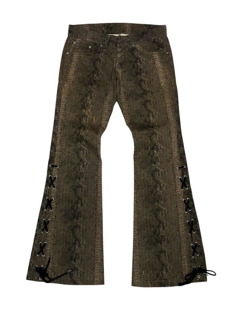 Tornado Mart 💃Tornado Mart 00s “Snakeskin”Woven Laced Flare Cut Pants Size US 30 / EU 46 - 1 Thumbnail