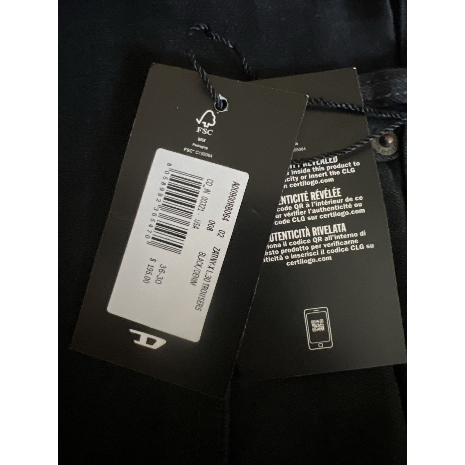 Diesel Diesel Mens Zatiny Bootcut Jeans RB064 Black $195 Size 36/30 Size US 36 / EU 52 - 7 Thumbnail