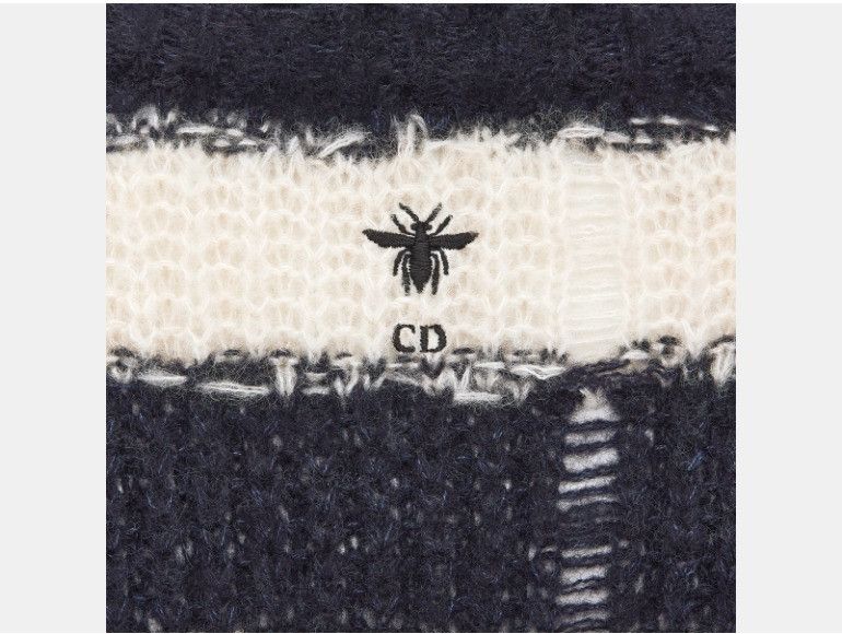 Dior o1w1db11124 Mariniere Bee Sweater in Navy Blue & Ivory Size L / US 10 / IT 46 - 3 Thumbnail