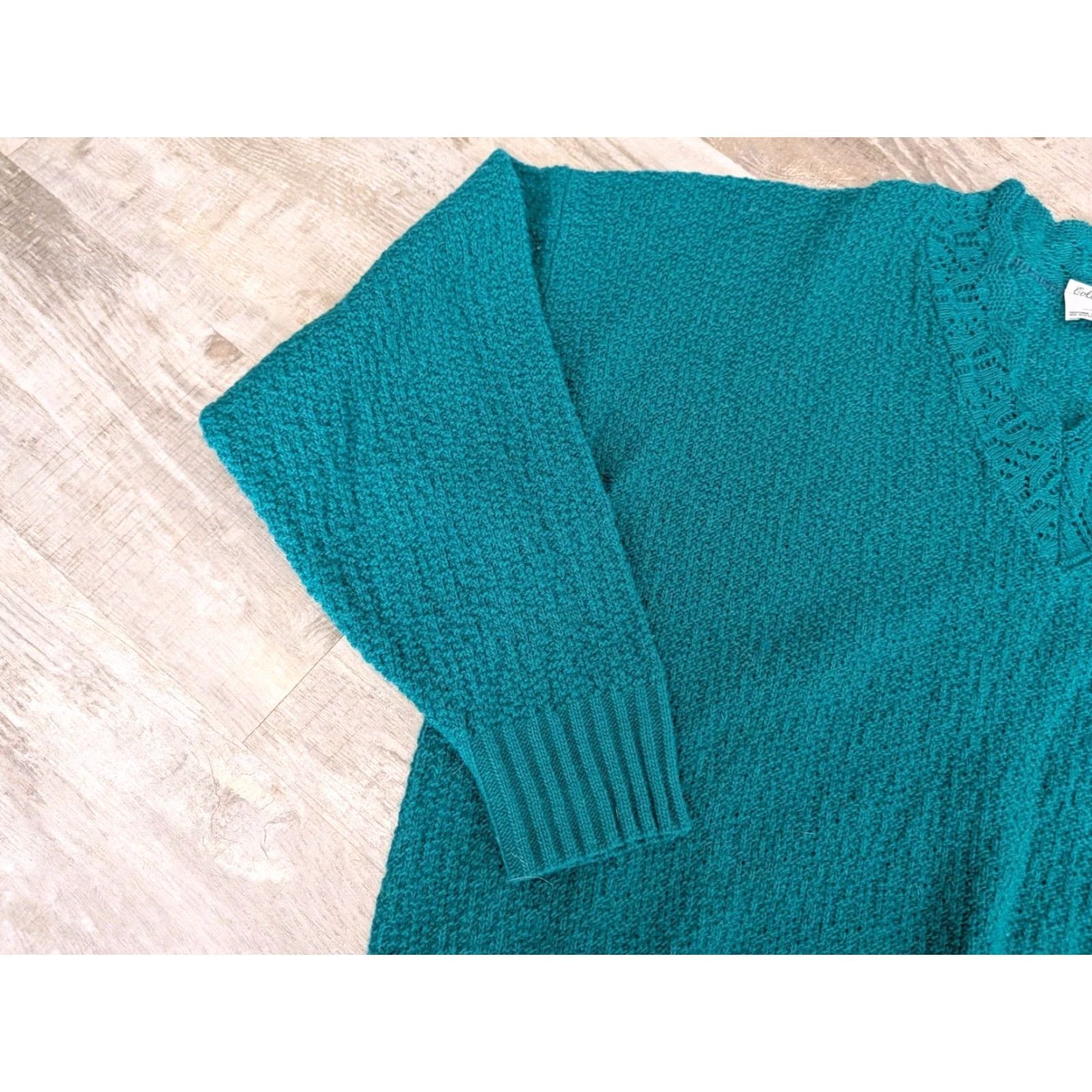 Vintage VINTAGE 70s College Point Sweater Womens L Blue Textured V-Neck Pullover Made in USA Aran Lightweight Size L / US 10 / IT 46 - 5 Thumbnail