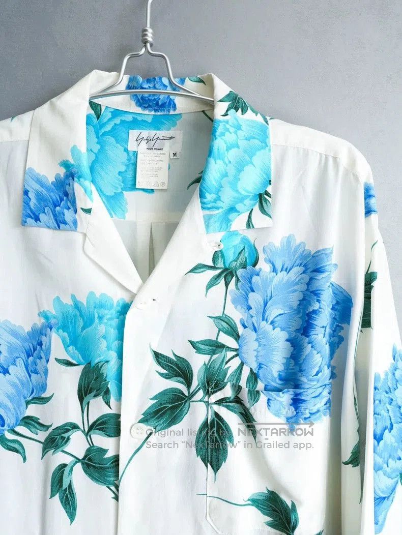 Yohji Yamamoto Blue Peony Long Sleeve Shirt by Yohji Yamamoto- Size US M / EU 48-50 / 2 - 3 Thumbnail