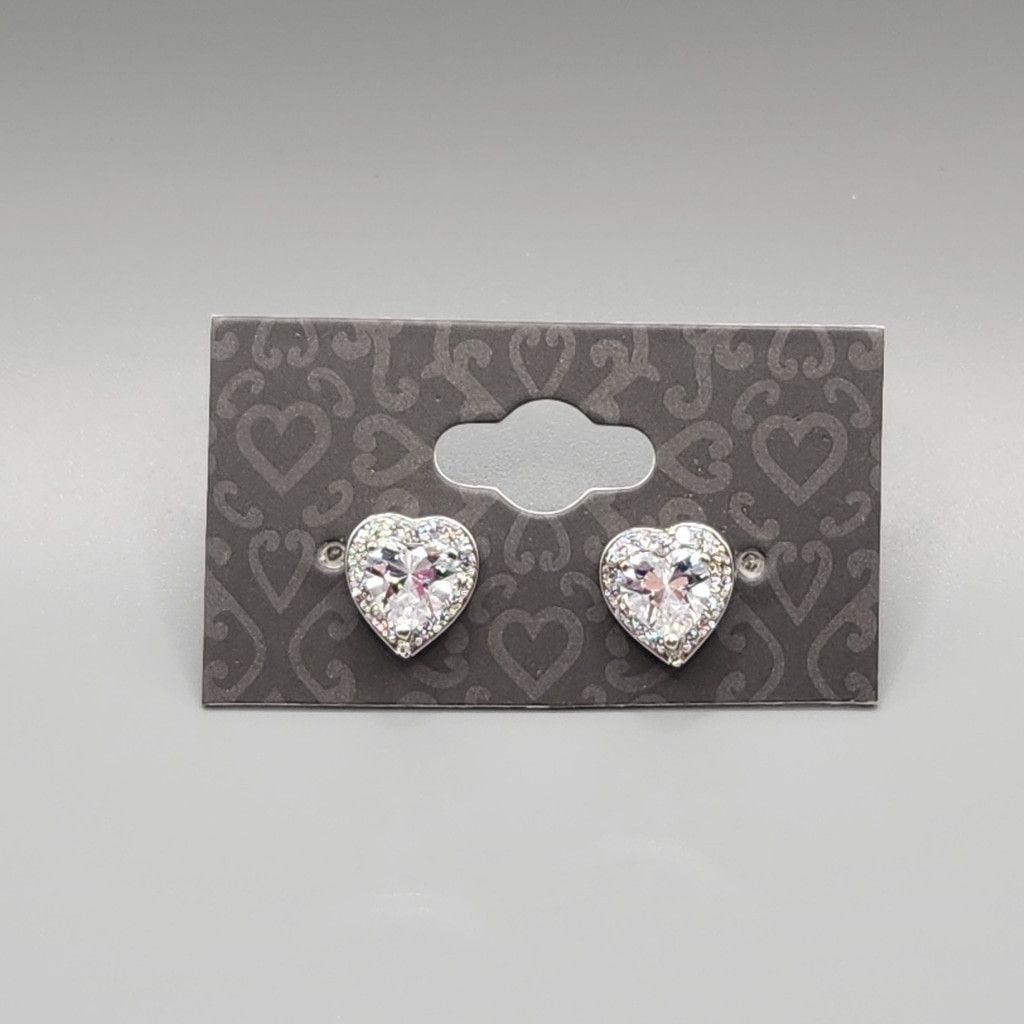 Designer Crystal Heart Stud Earrings Size ONE SIZE - 2 Thumbnail