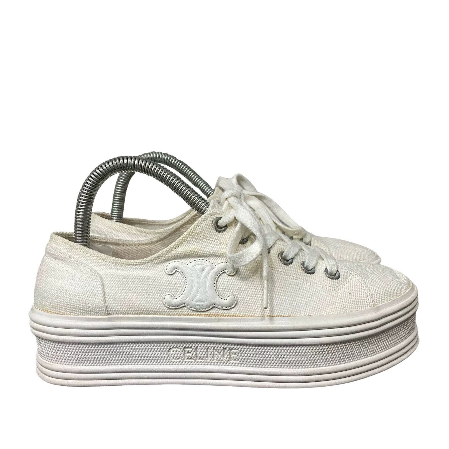Celine Celine Canvas Platform Triomphe Sneakers Size 35 Size US 4 / IT 34 - 1 Thumbnail