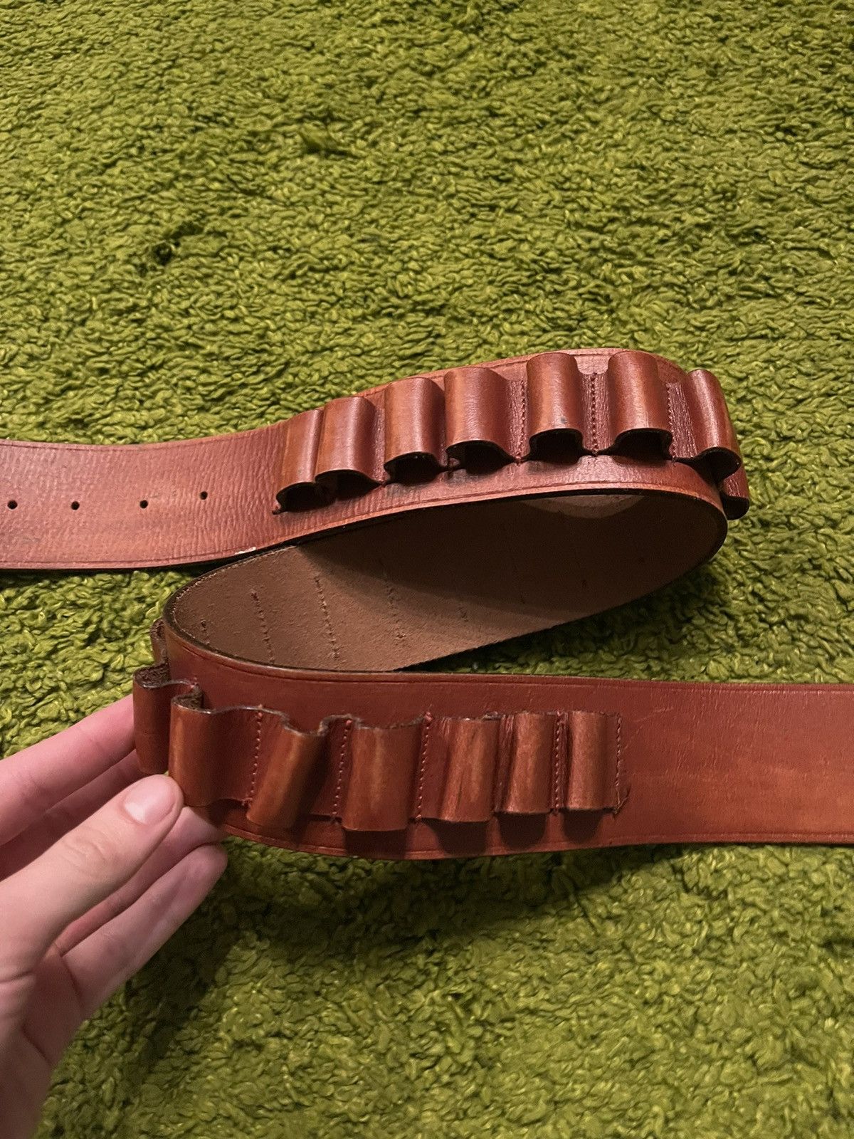 Cowboy Equipment × Genuine Leather × Vintage Real leather Hunting bullet holder belt Size 32 - 3 Thumbnail