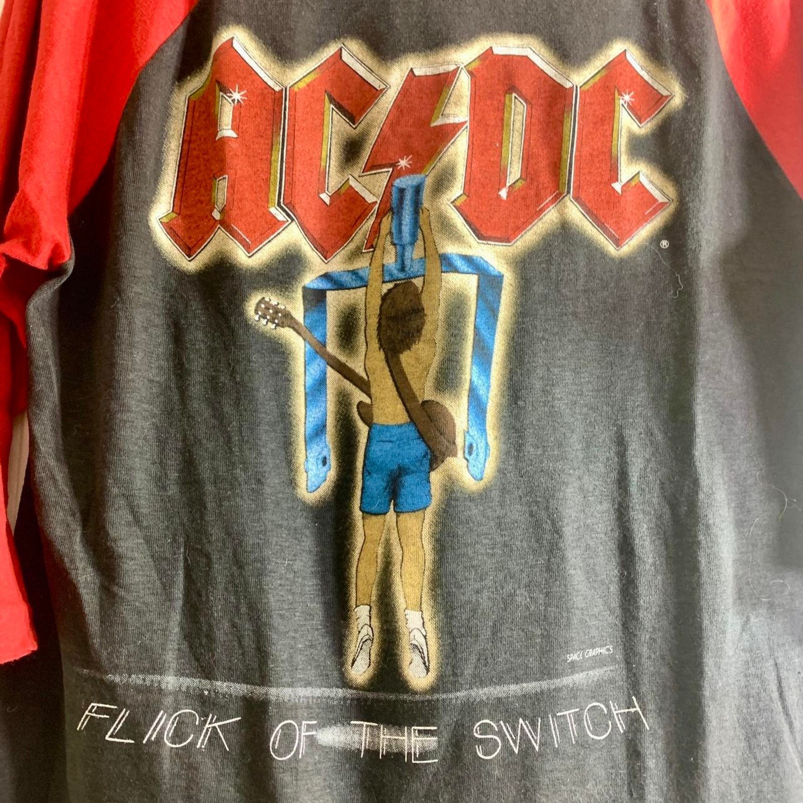 Vintage vintage 80s AC/DC FLICK OF THE SWITCH 3/4 sleeve tee shirt M Size US M / EU 48-50 / 2 - 1 Thumbnail