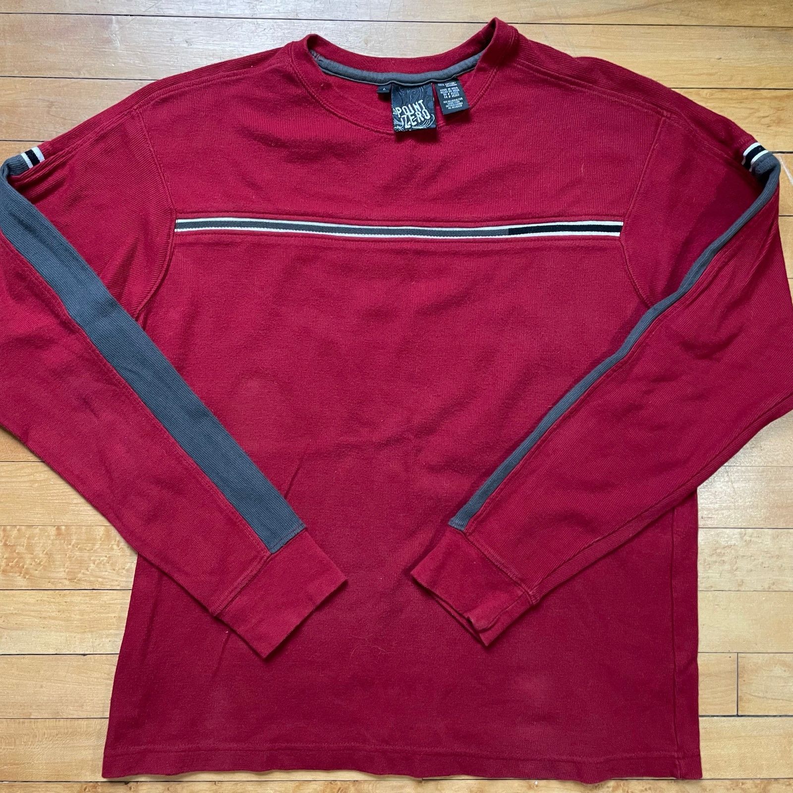 Point Zero Point Zero Long Sleeve Shirt Mens L Red Y2K Stripe Tee Size US L / EU 52-54 / 3 - 1 Thumbnail