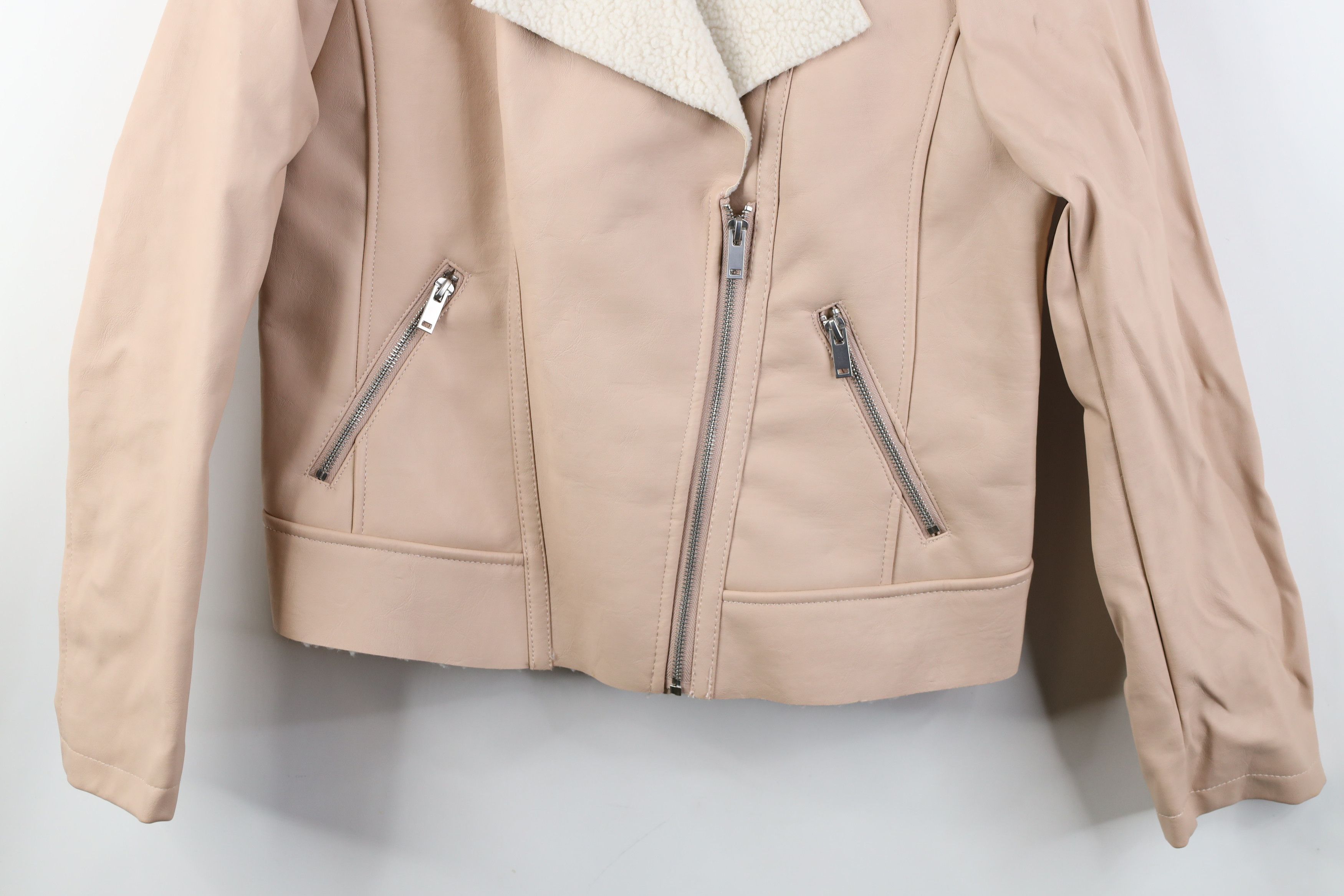 Vintage Vintage Y2K Babydoll Fleece Lined Faux Leather Moto Jacket Size M / US 6-8 / IT 42-44 - 3 Thumbnail