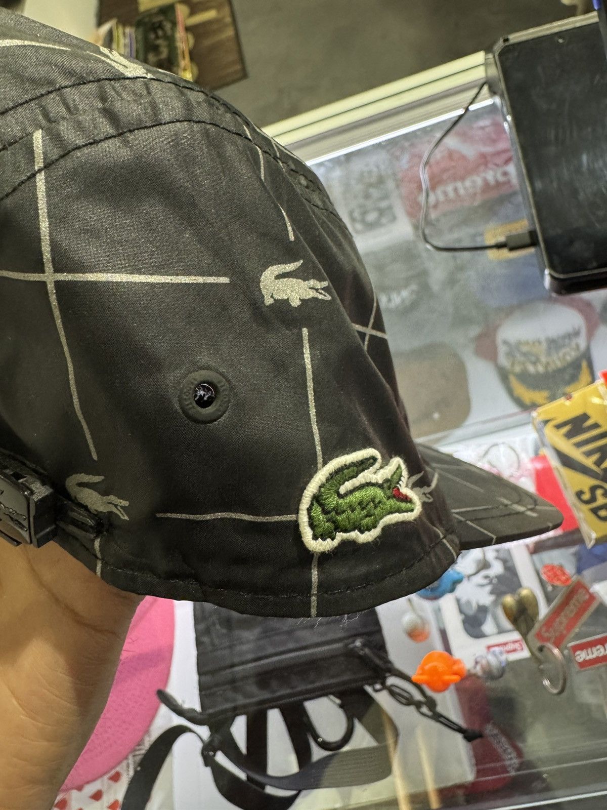 Lacoste × Supreme Supreme Lacoste Live! Reflective Camp Cap - Black SS18 Size ONE SIZE - 2 Thumbnail