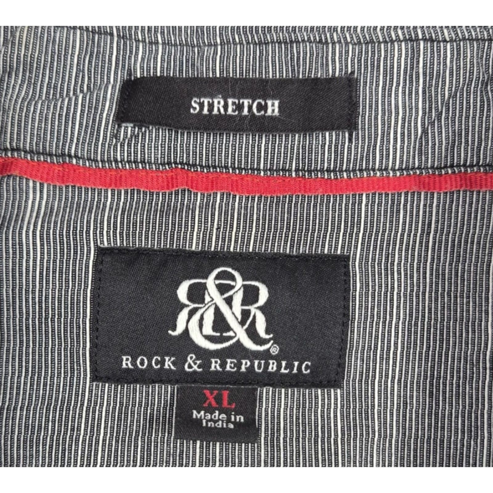 Vintage Rock & Republic Button Up Shirt Mens XL Gray Stretch Long Sleeve Casual Shirt Size US XL / EU 56 / 4 - 5 Thumbnail